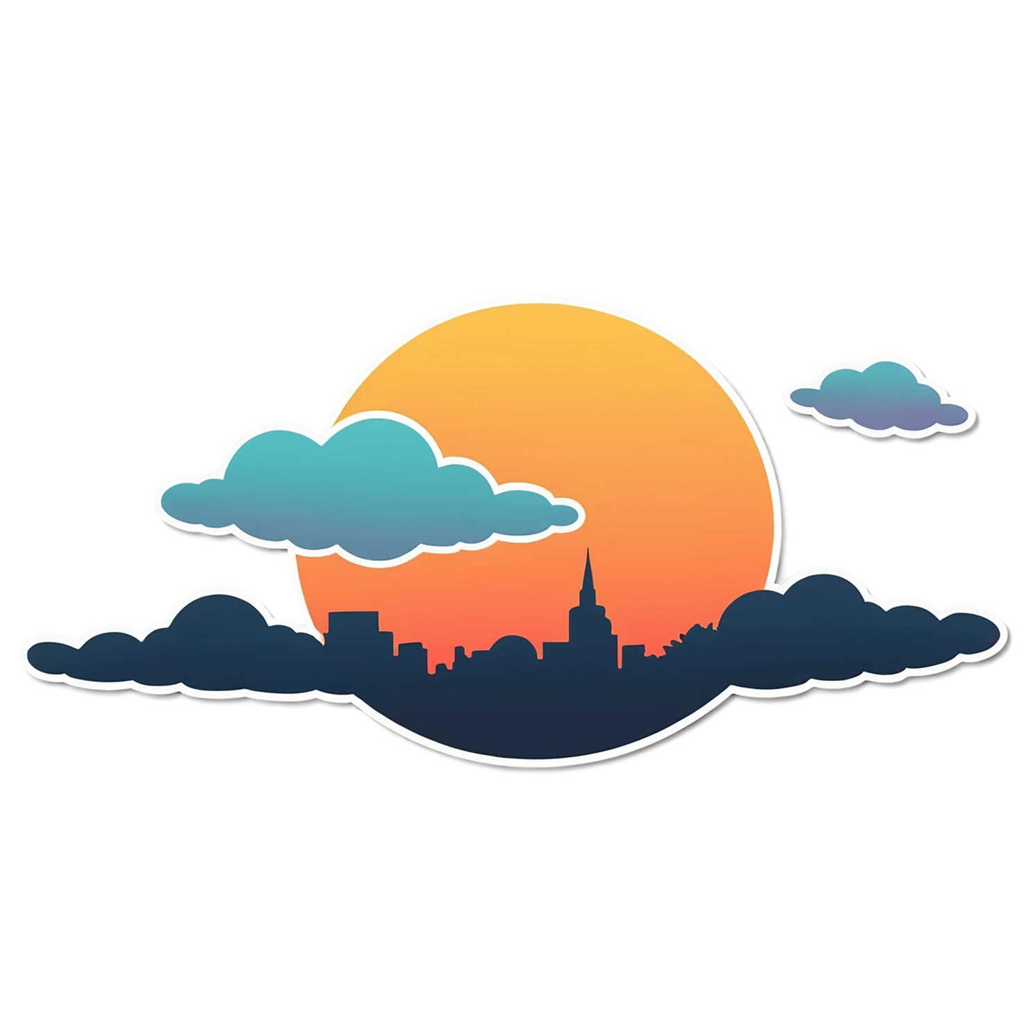Sunset cute sticker isolated on transparent background #22264