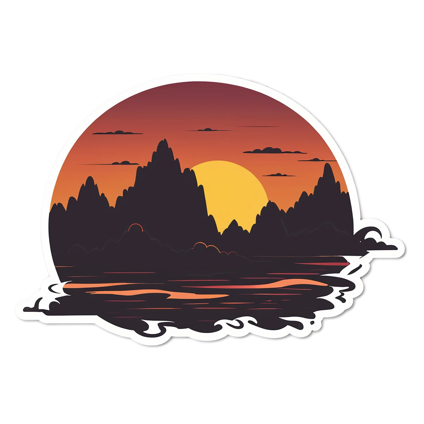 Sunset cute sticker isolated on transparent background #22265