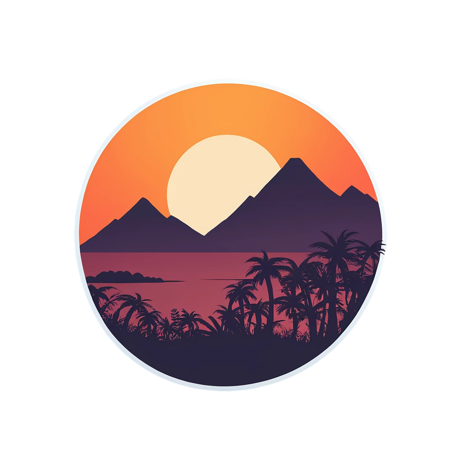 Sunset cute sticker isolated on transparent background #22268