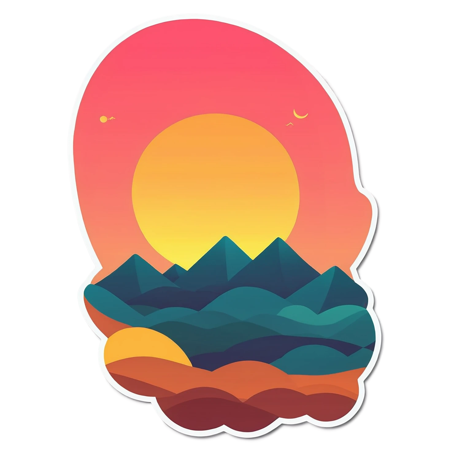 Sunset cute sticker isolated on transparent background #22270