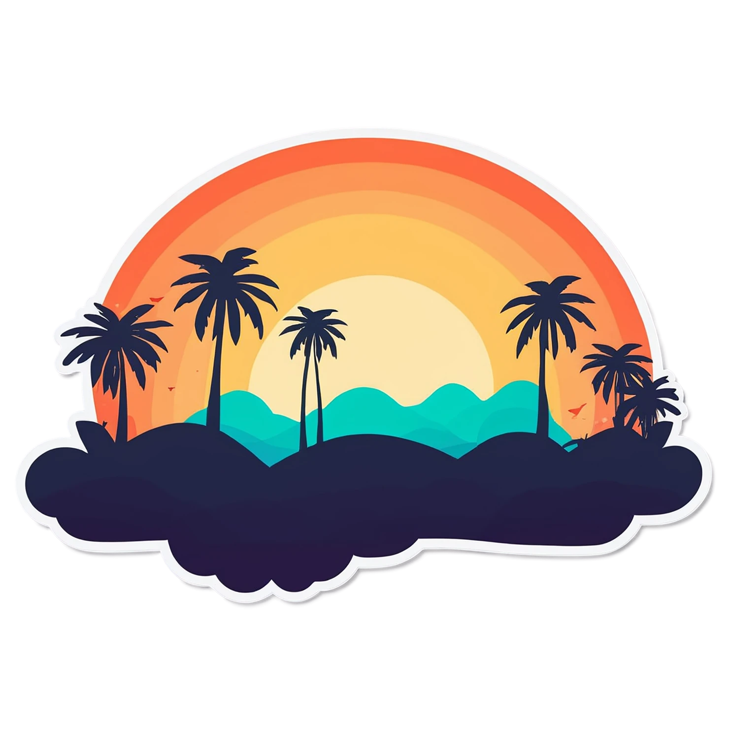 Sunset cute sticker isolated on transparent background #22271