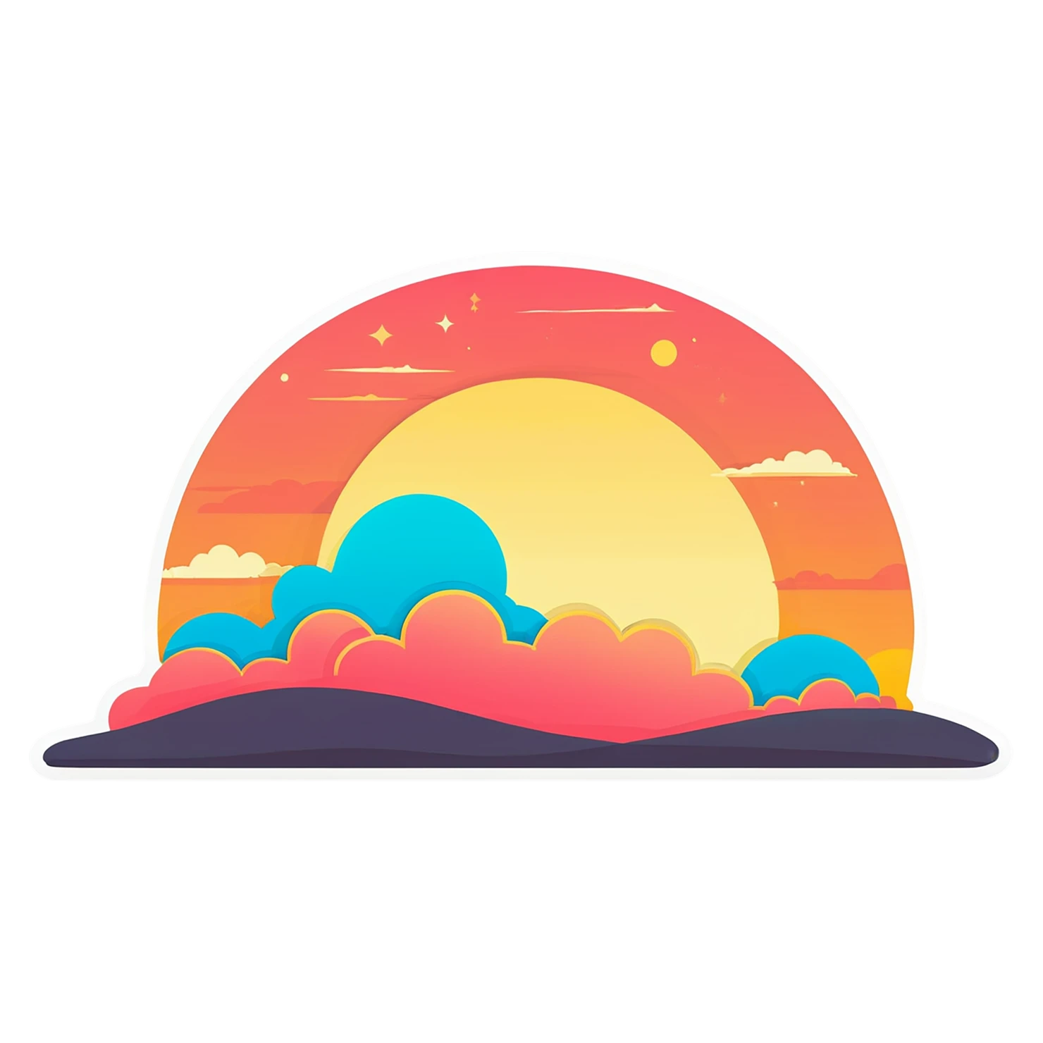 Sunset cute sticker isolated on transparent background #22272