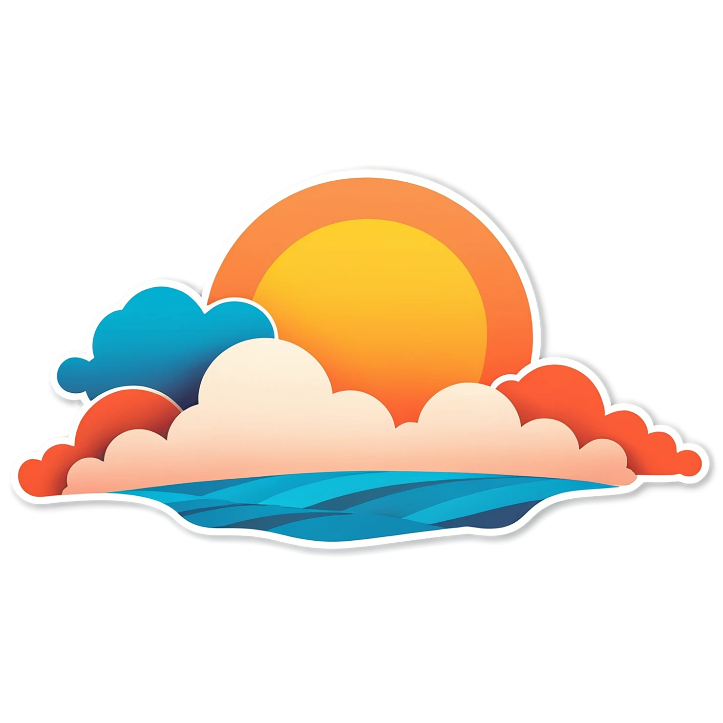 Sunset cute sticker isolated on transparent background #22273