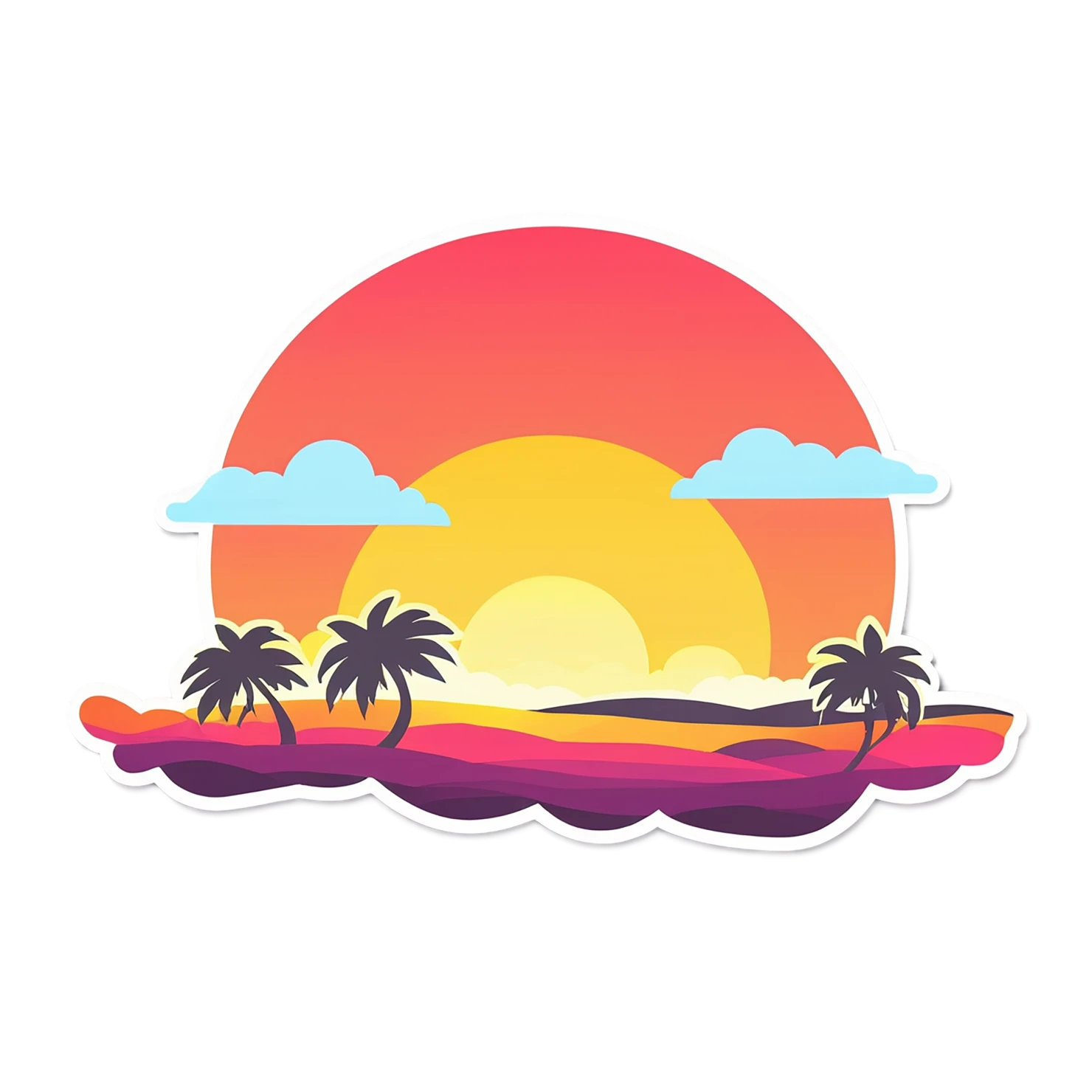 Sunset cute sticker isolated on transparent background #22278