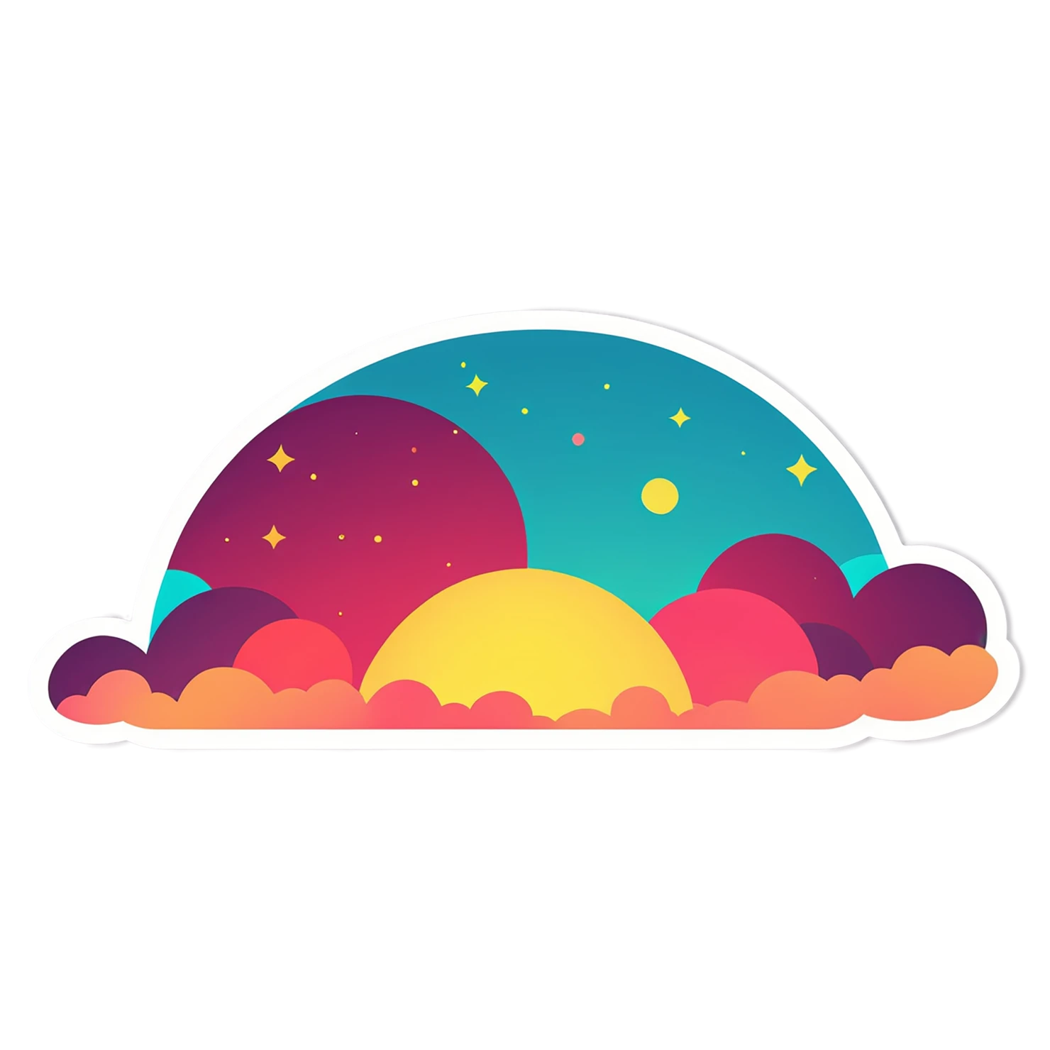 Sunset cute sticker isolated on transparent background #22279