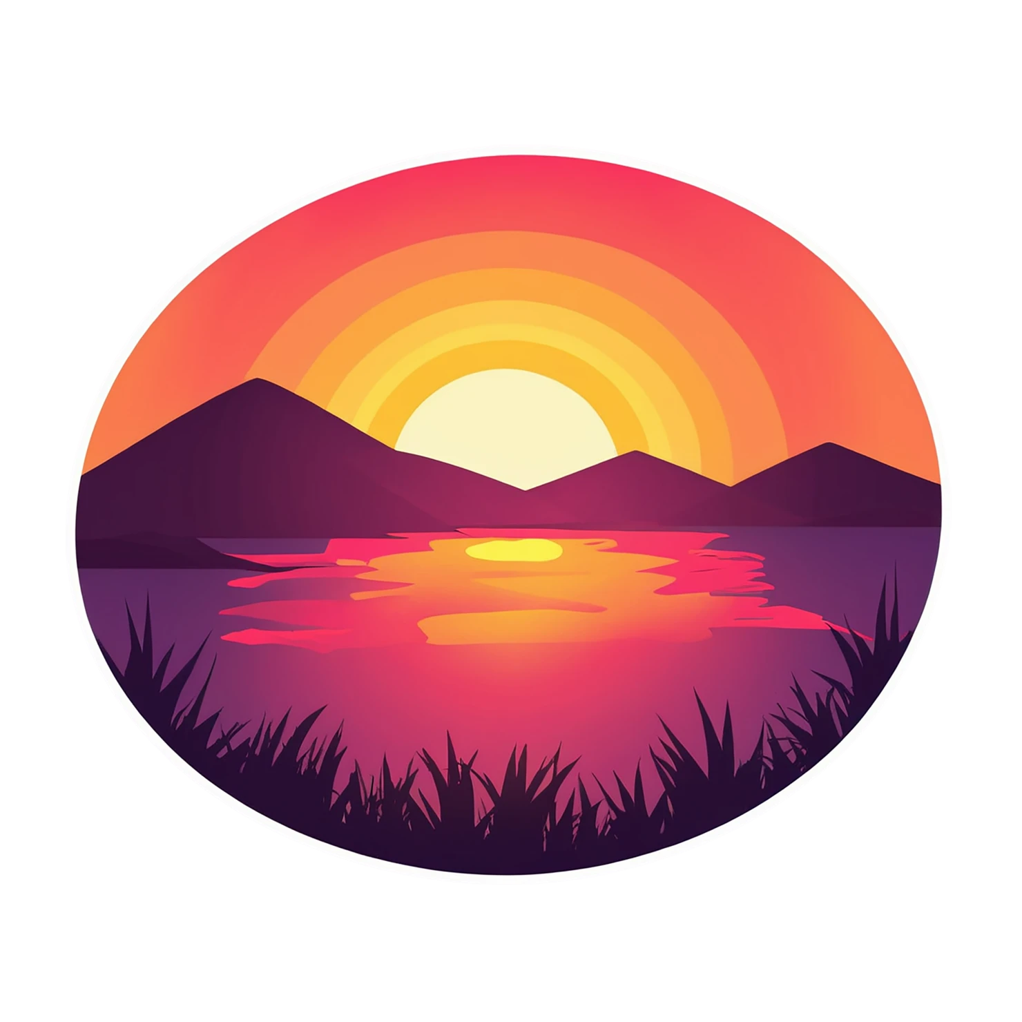 Sunset cute sticker isolated on transparent background #22281