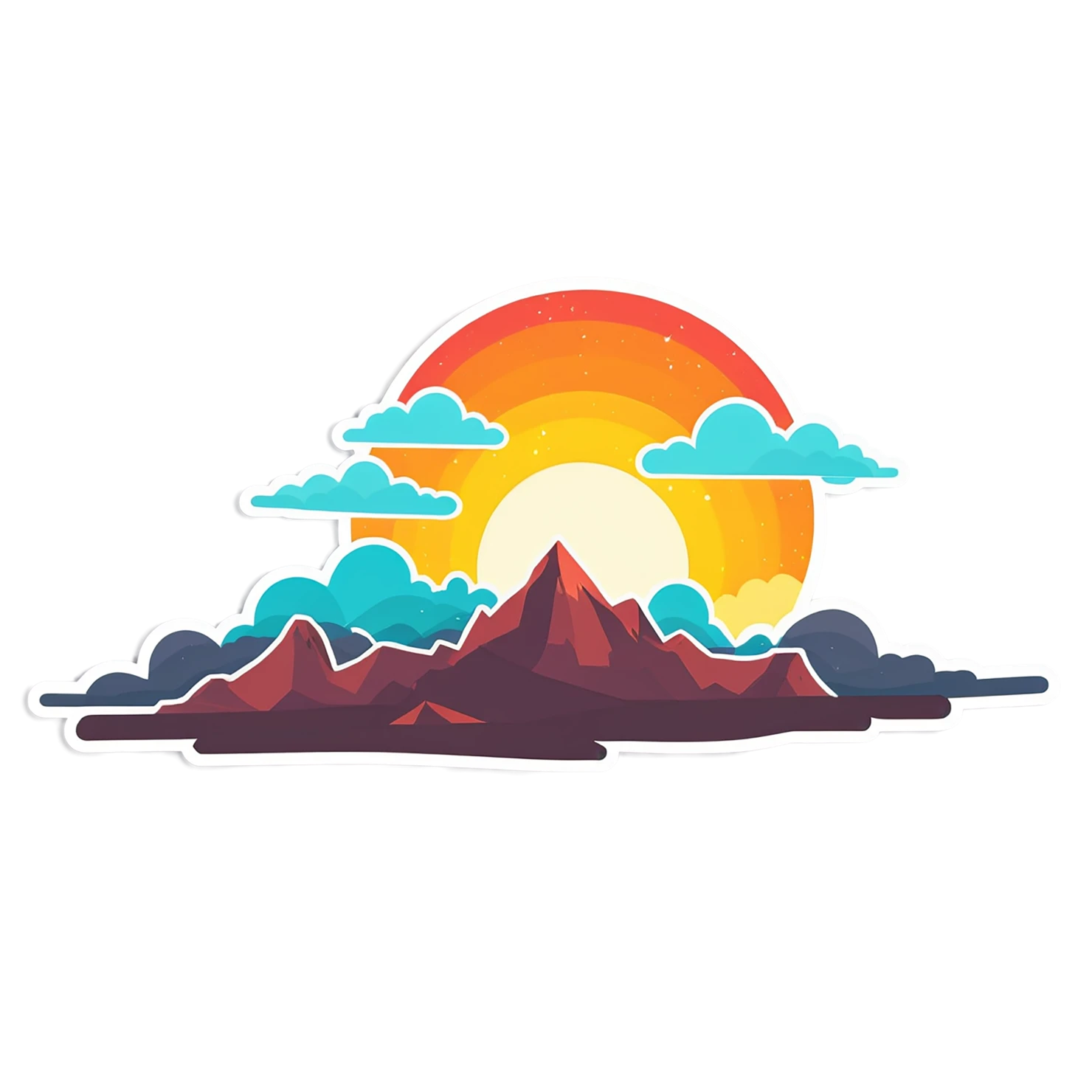 Sunset cute sticker isolated on transparent background #22283