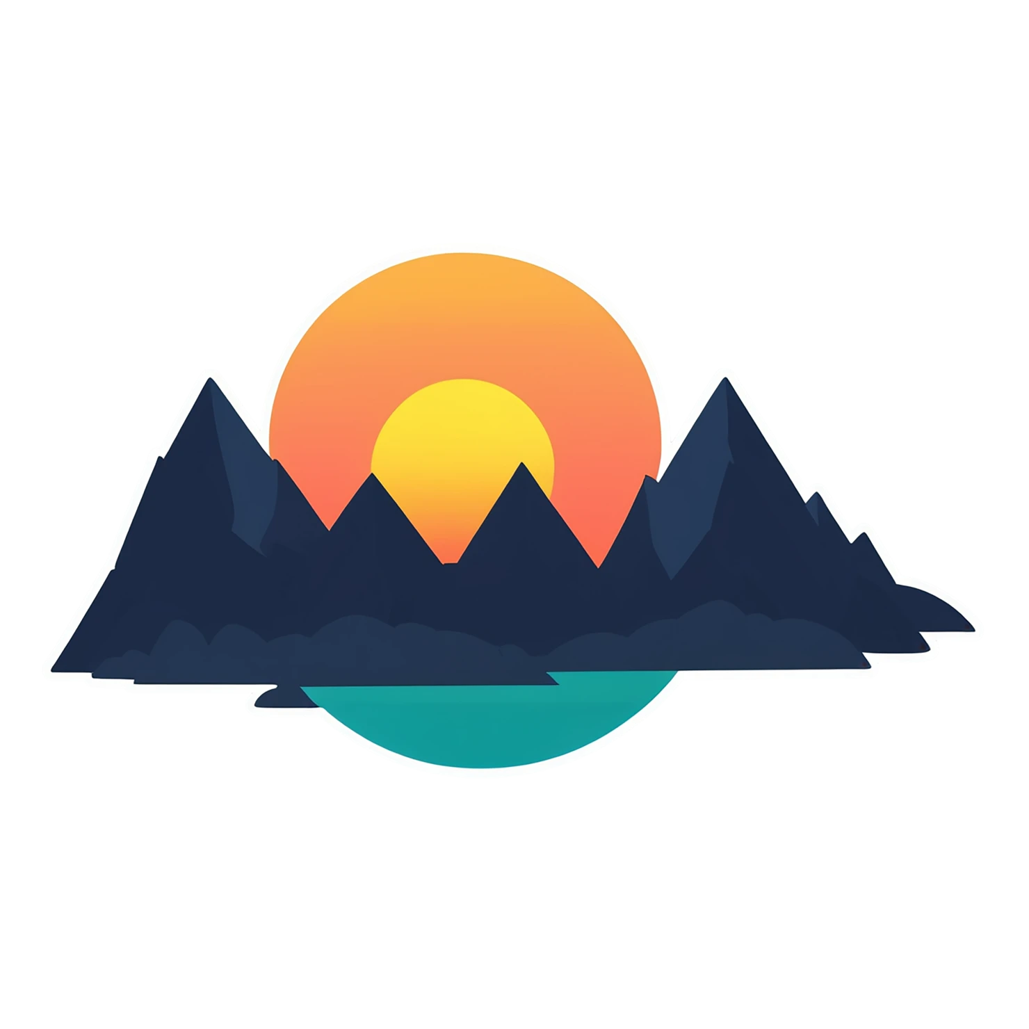 Sunset cute sticker isolated on transparent background #22284
