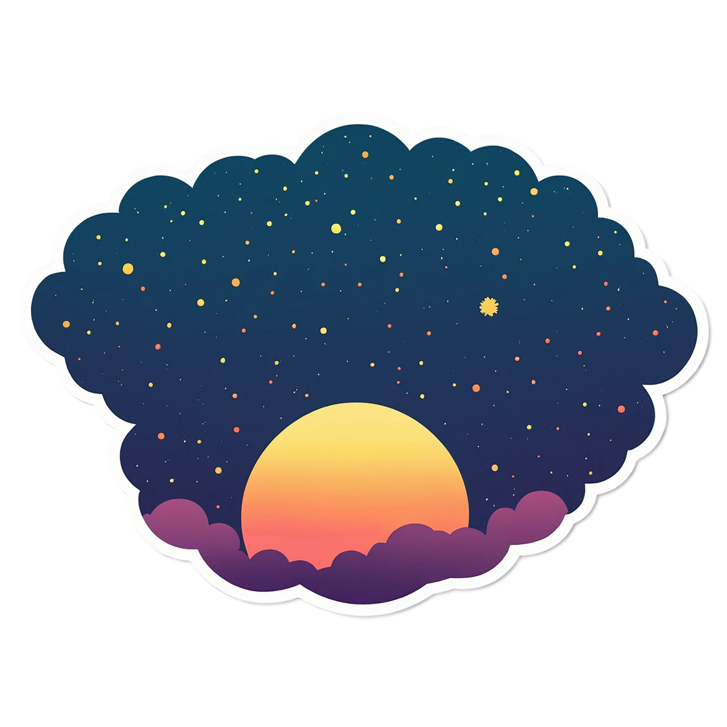 Sunset cute sticker isolated on transparent background #22287