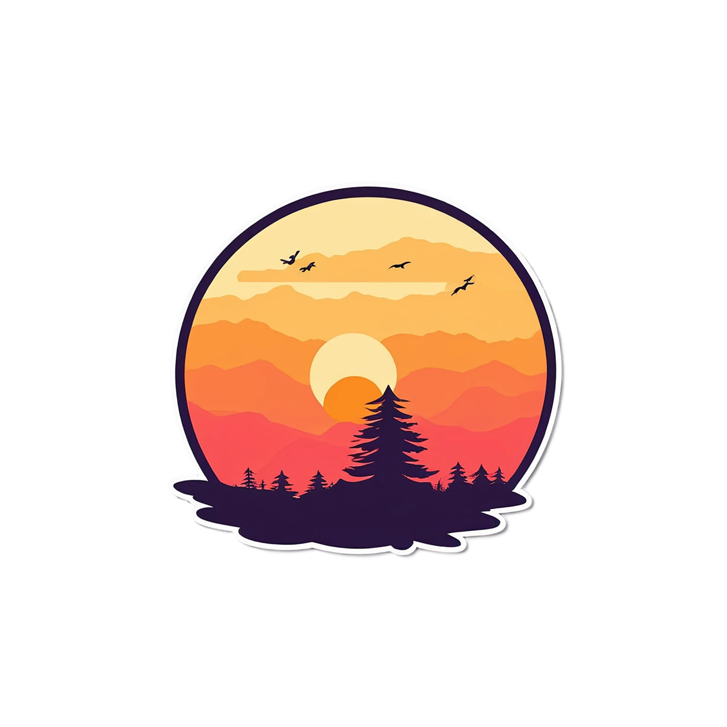 Sunset cute sticker isolated on transparent background #22288