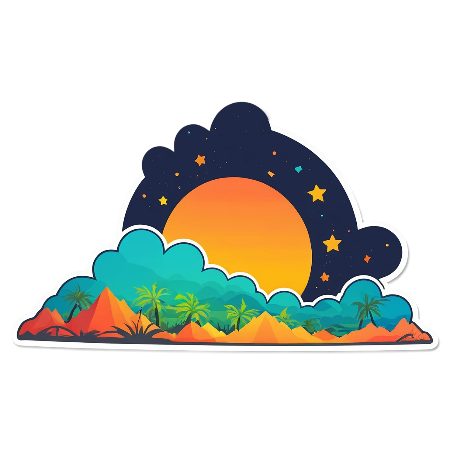 Sunset cute sticker isolated on transparent background #22289