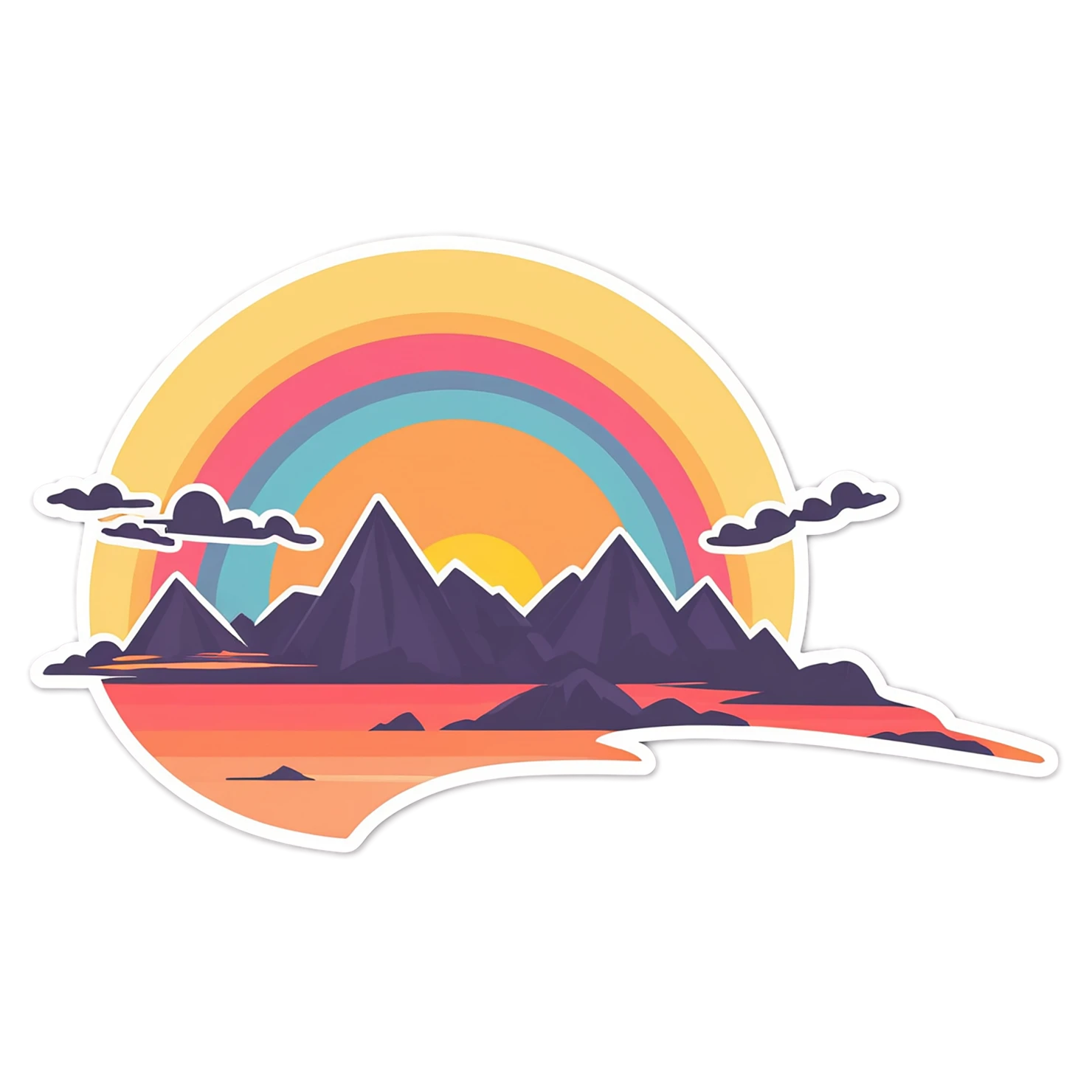 Sunset cute sticker isolated on transparent background #22291