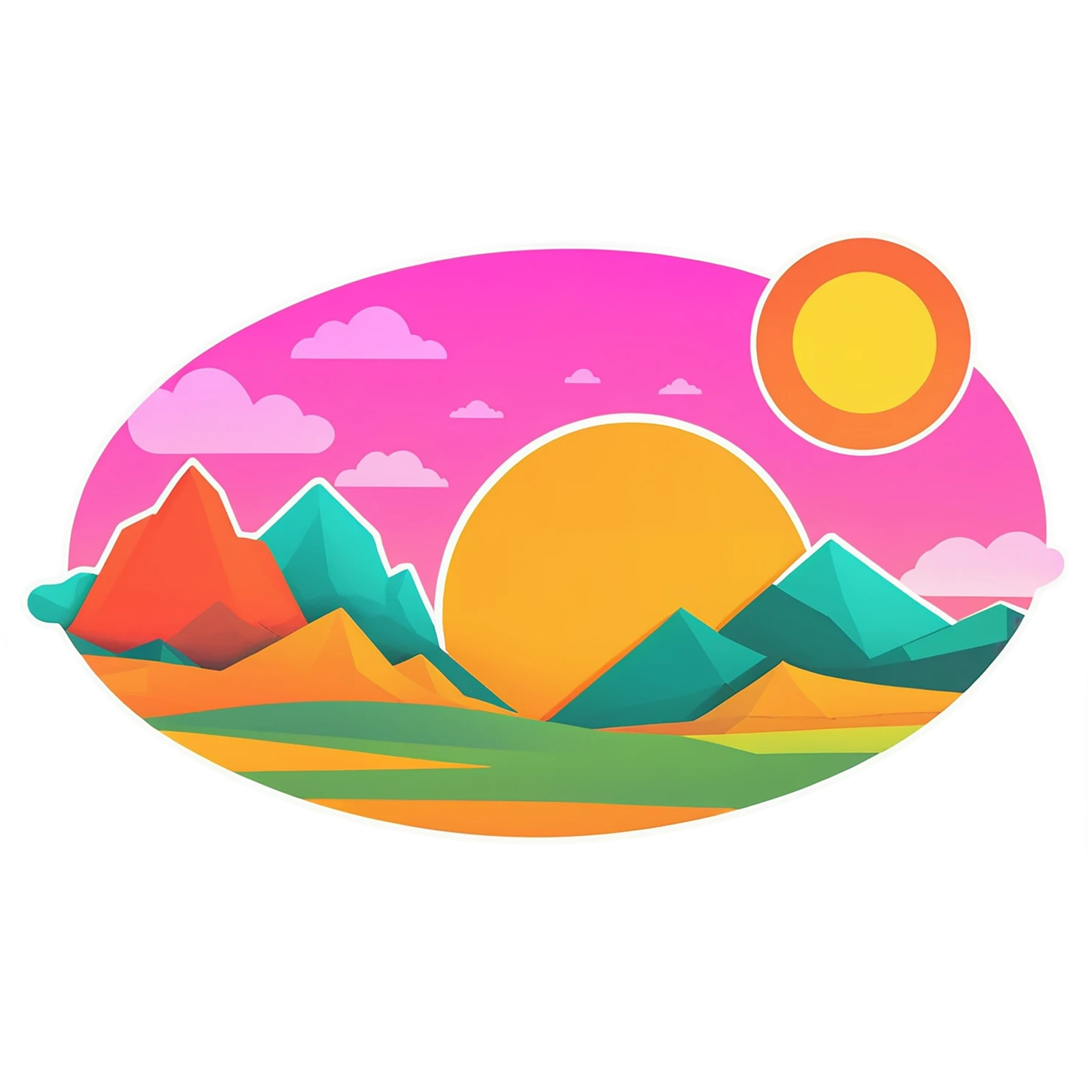 Sunset cute sticker isolated on transparent background #22304