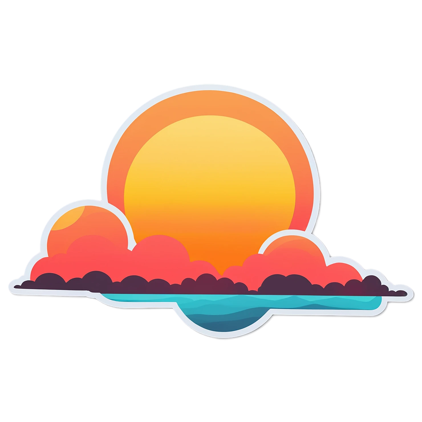 Sunset cute sticker isolated on transparent background #22310