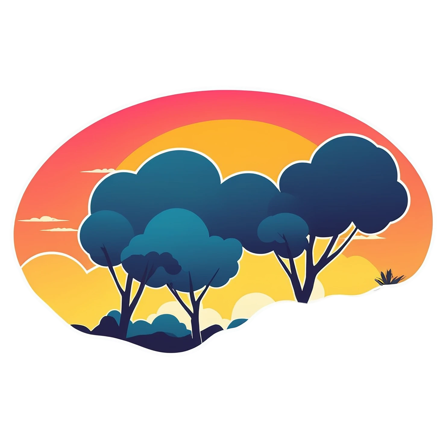 Sunset cute sticker isolated on transparent background #22314