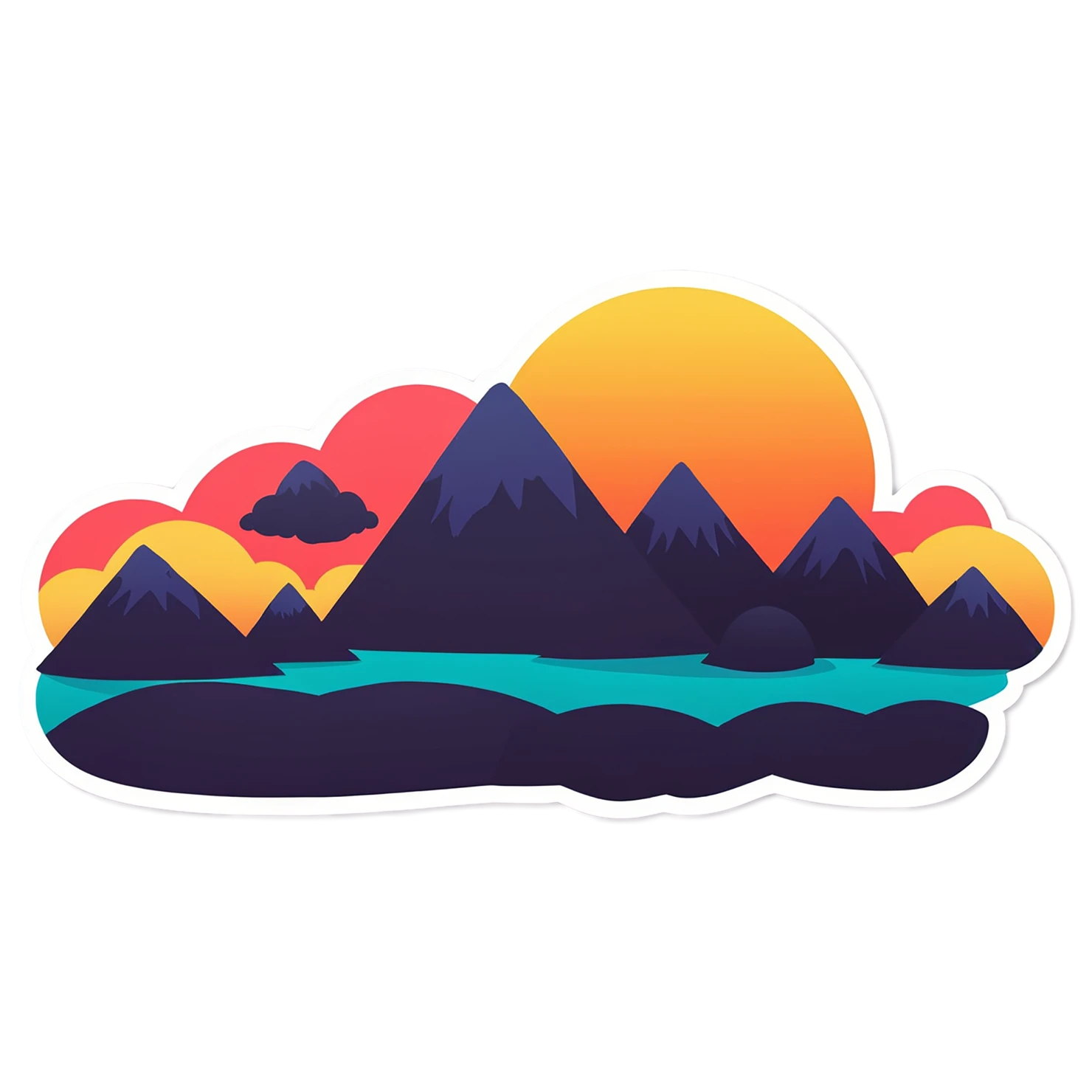Sunset cute sticker isolated on transparent background #22318