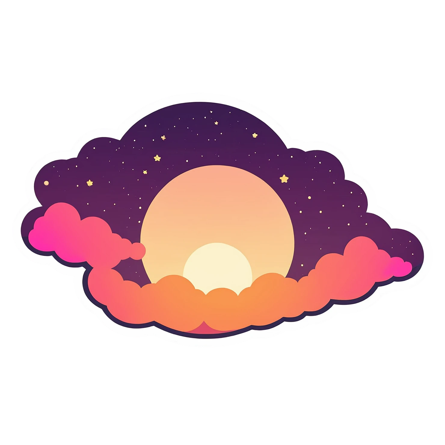 Sunset cute sticker isolated on transparent background #22319