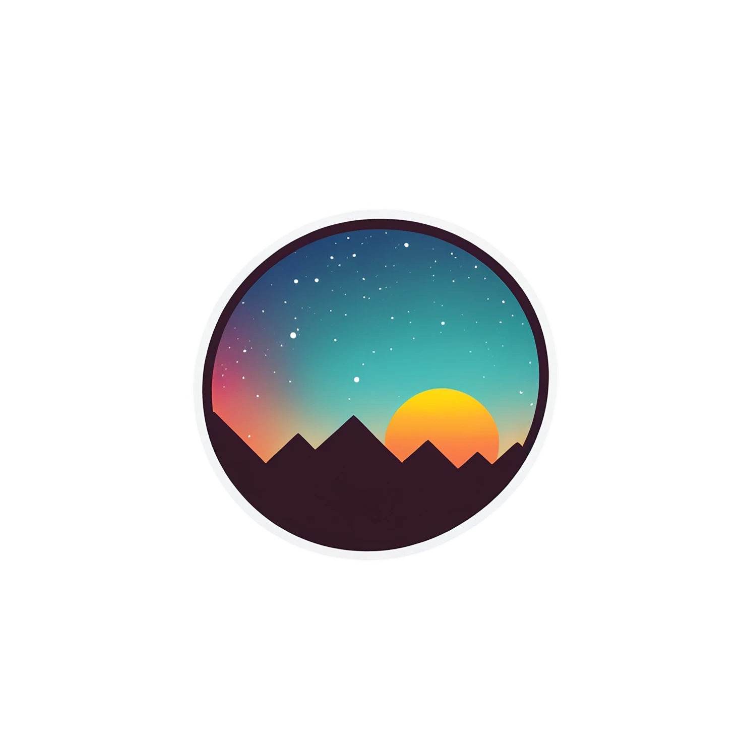 Sunset cute sticker isolated on transparent background #22324