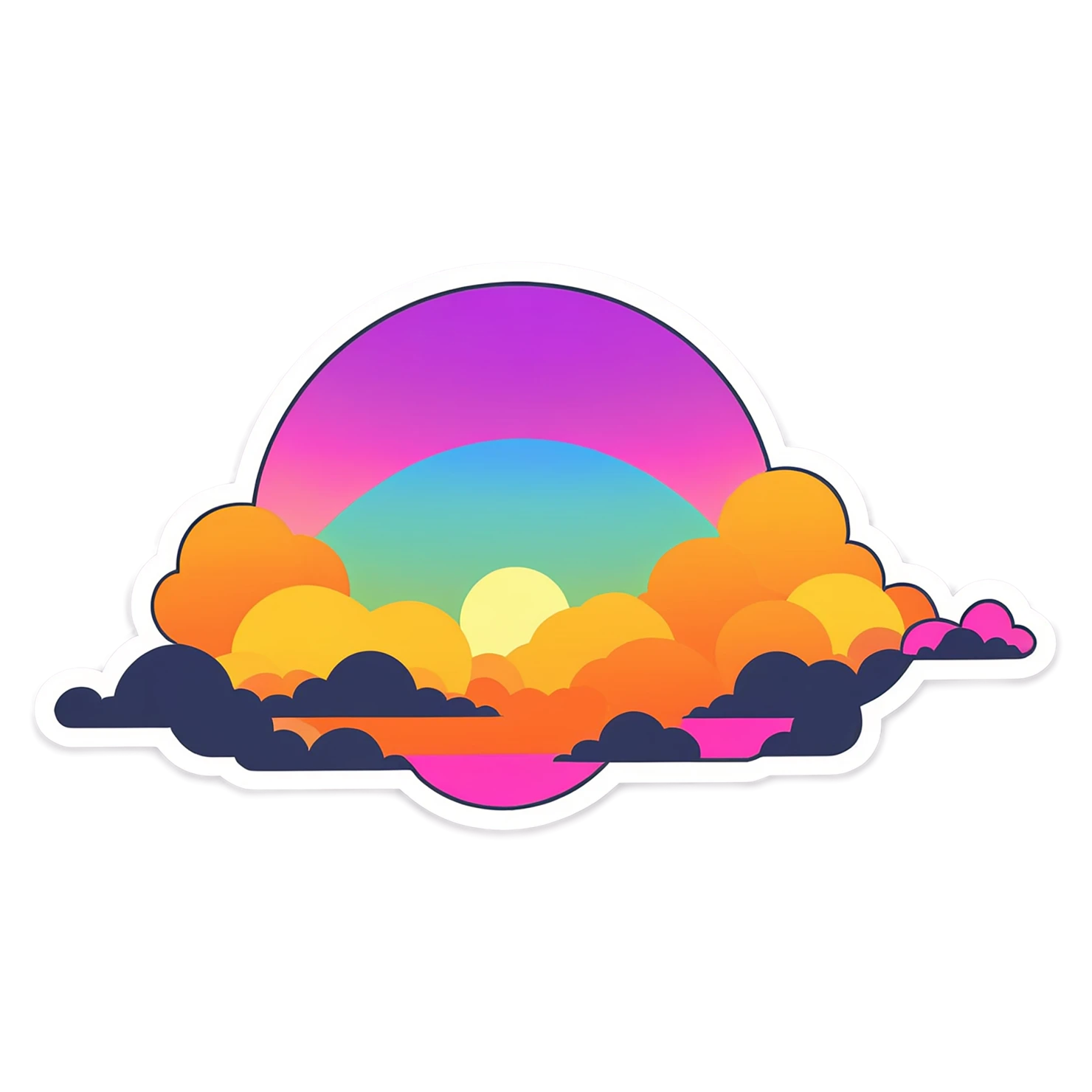 Sunset cute sticker isolated on transparent background #22330