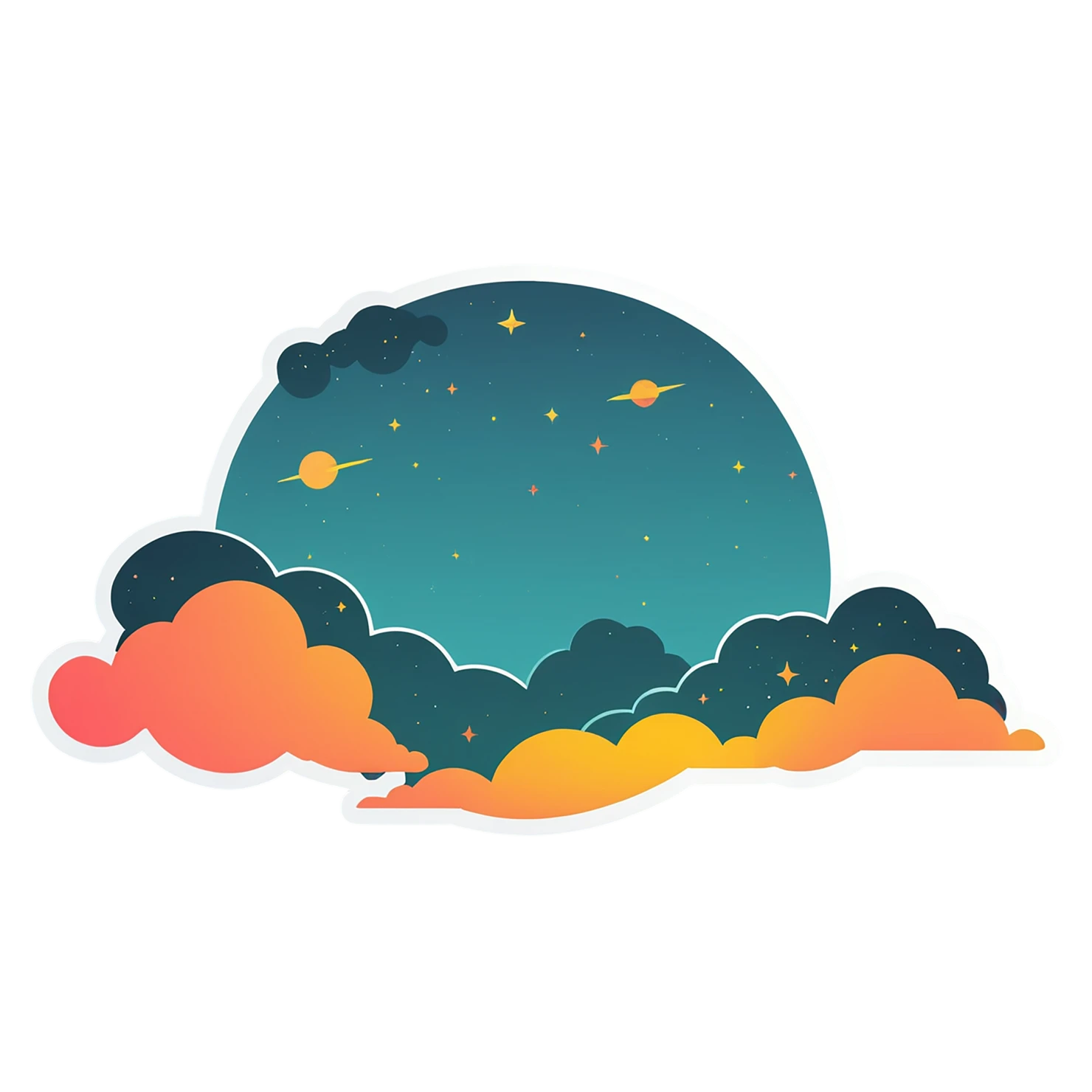 Sunset cute sticker isolated on transparent background #22331