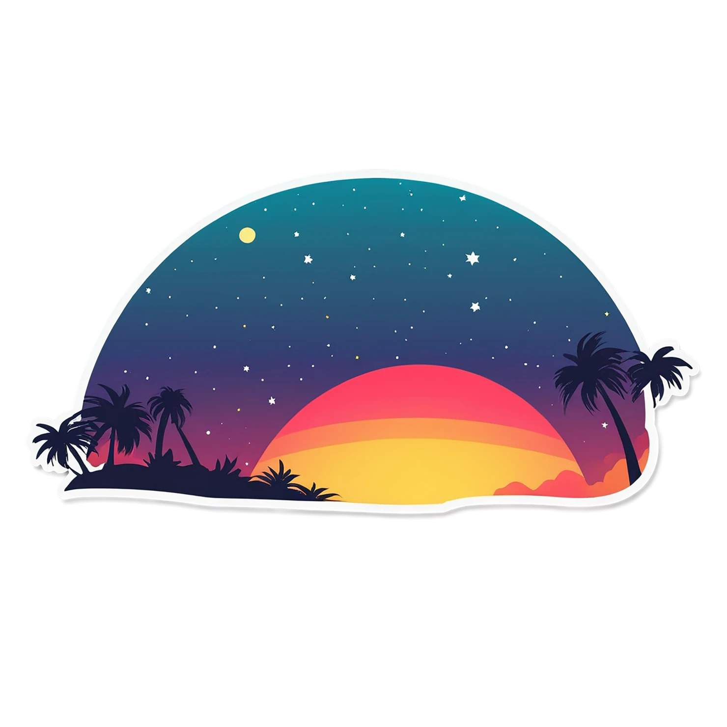 Sunset cute sticker isolated on transparent background #22332