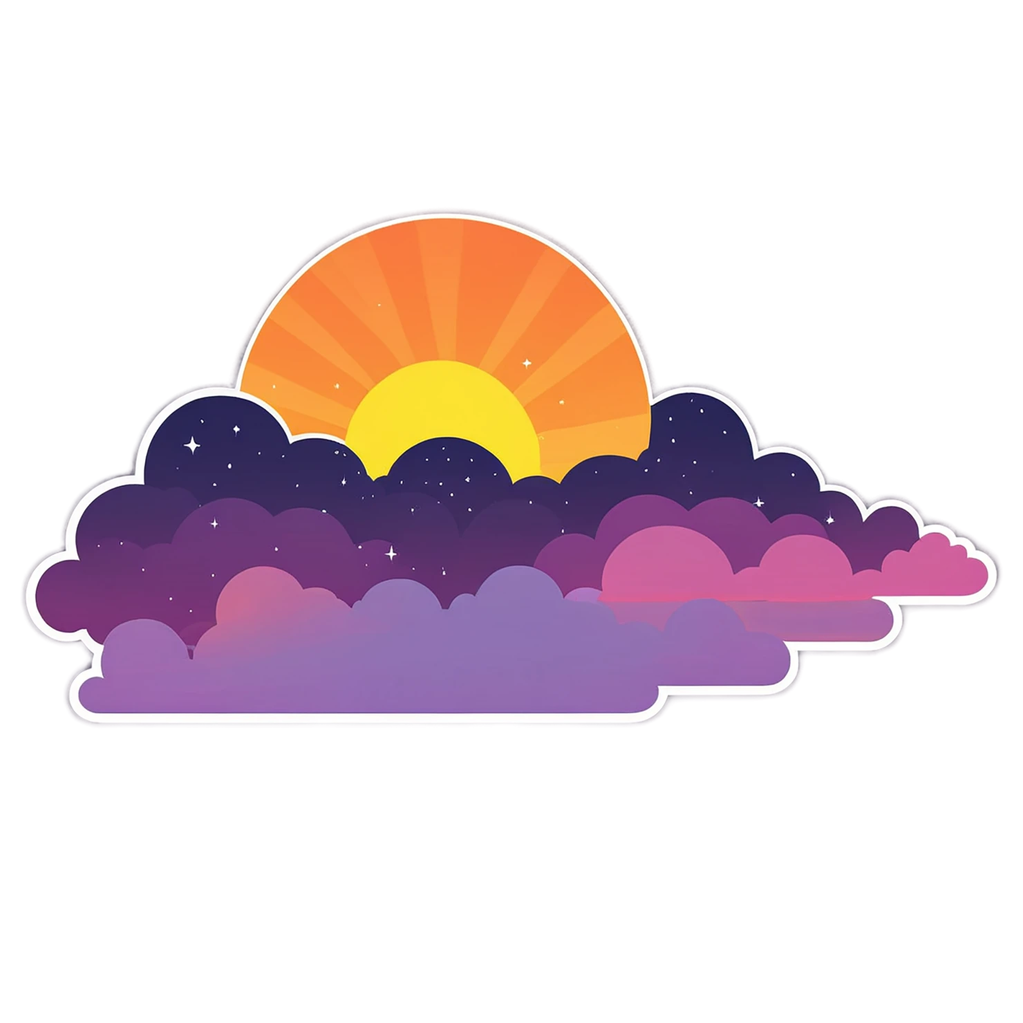 Sunset cute sticker isolated on transparent background #22333
