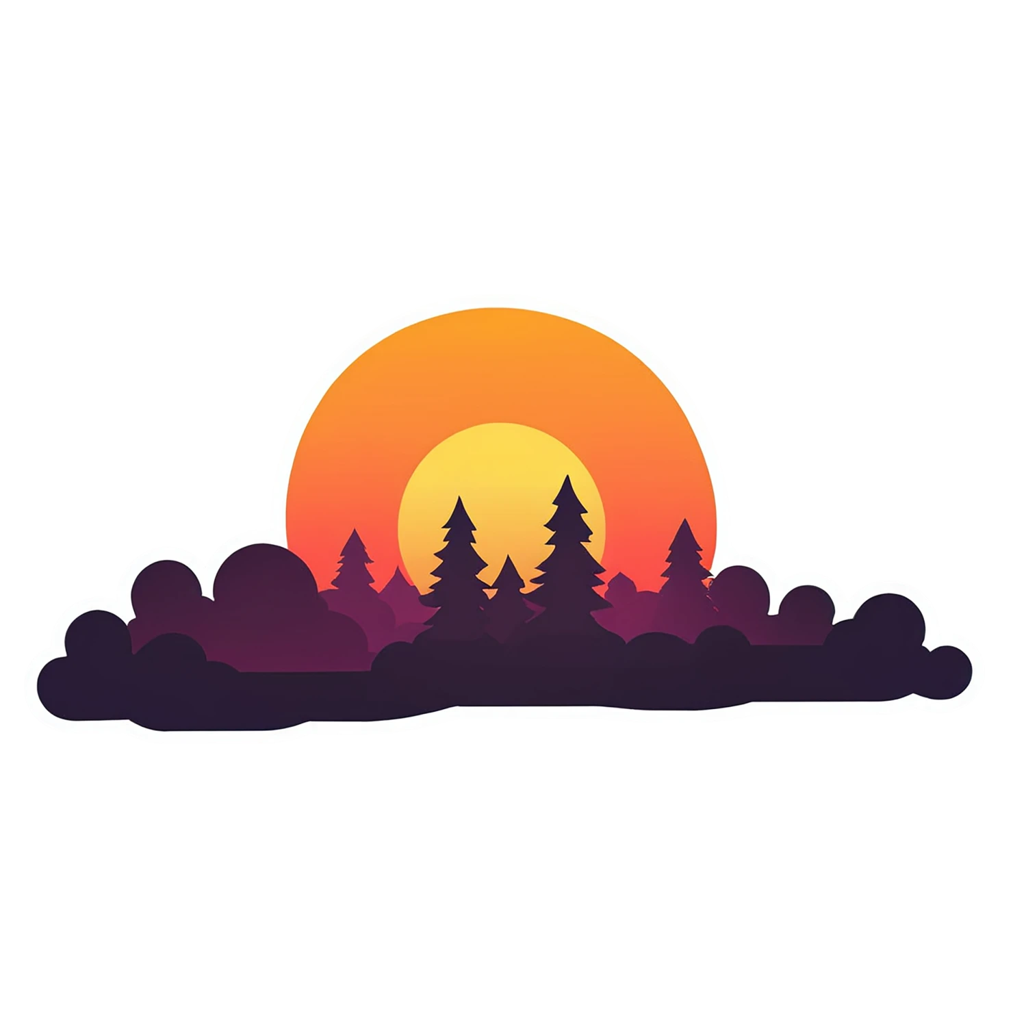 Sunset cute sticker isolated on transparent background #22336