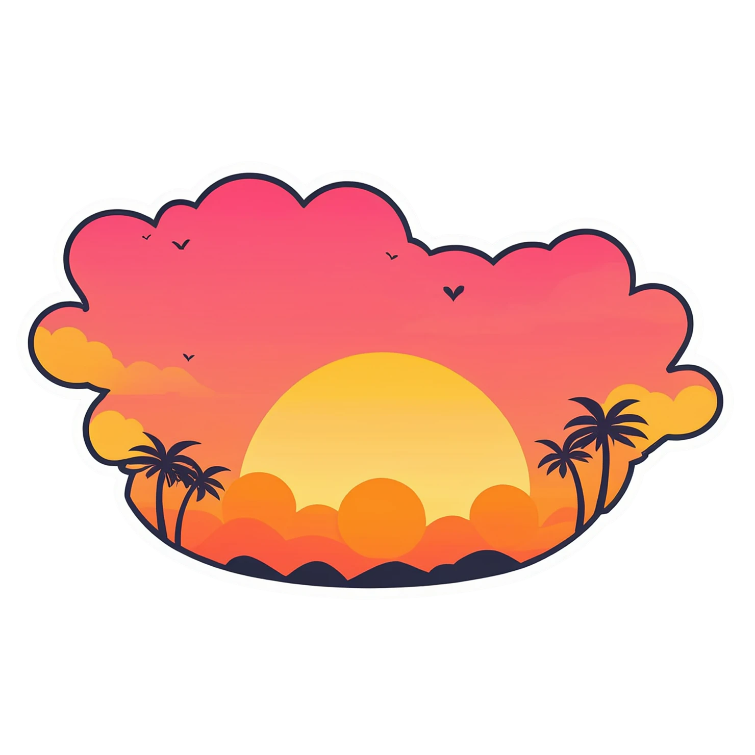 Sunset cute sticker isolated on transparent background #22337