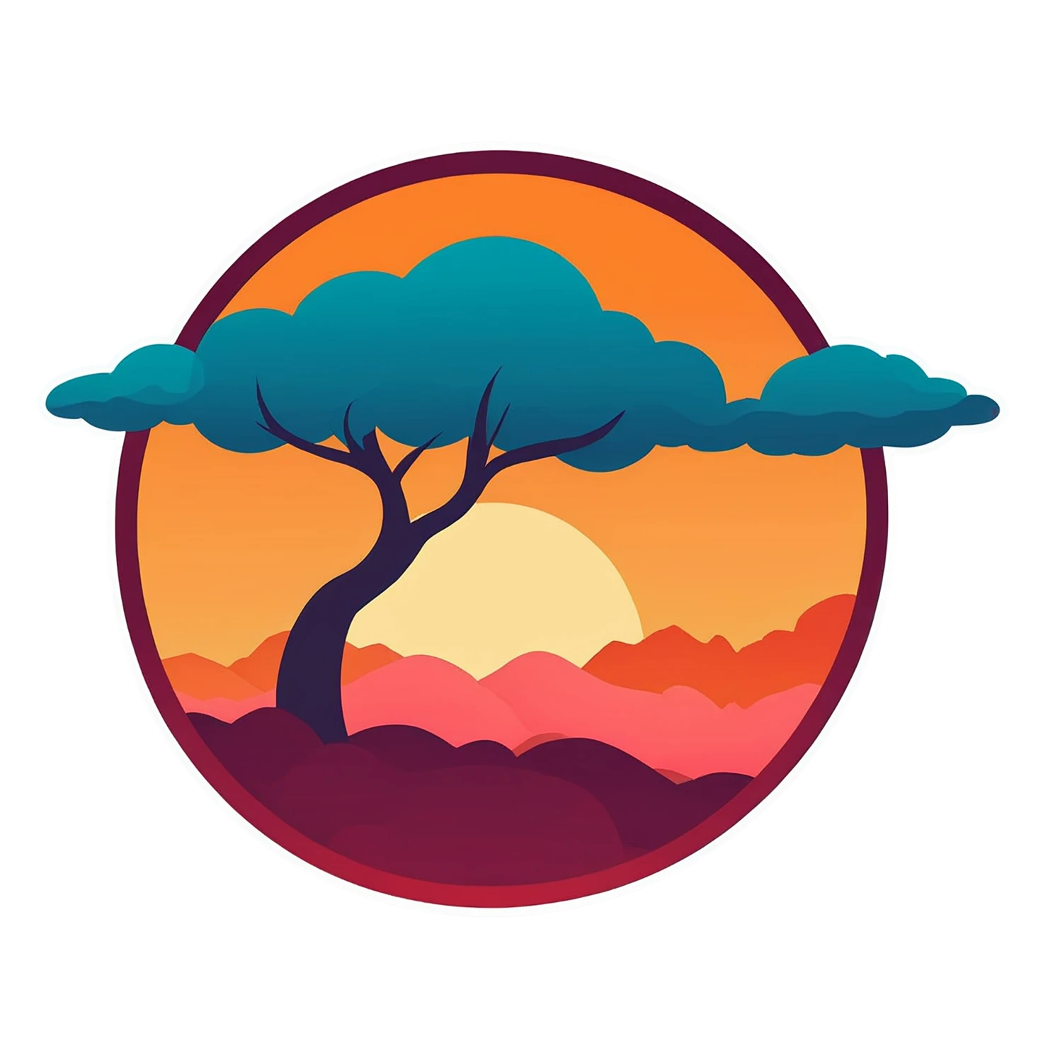 Sunset cute sticker isolated on transparent background #22338