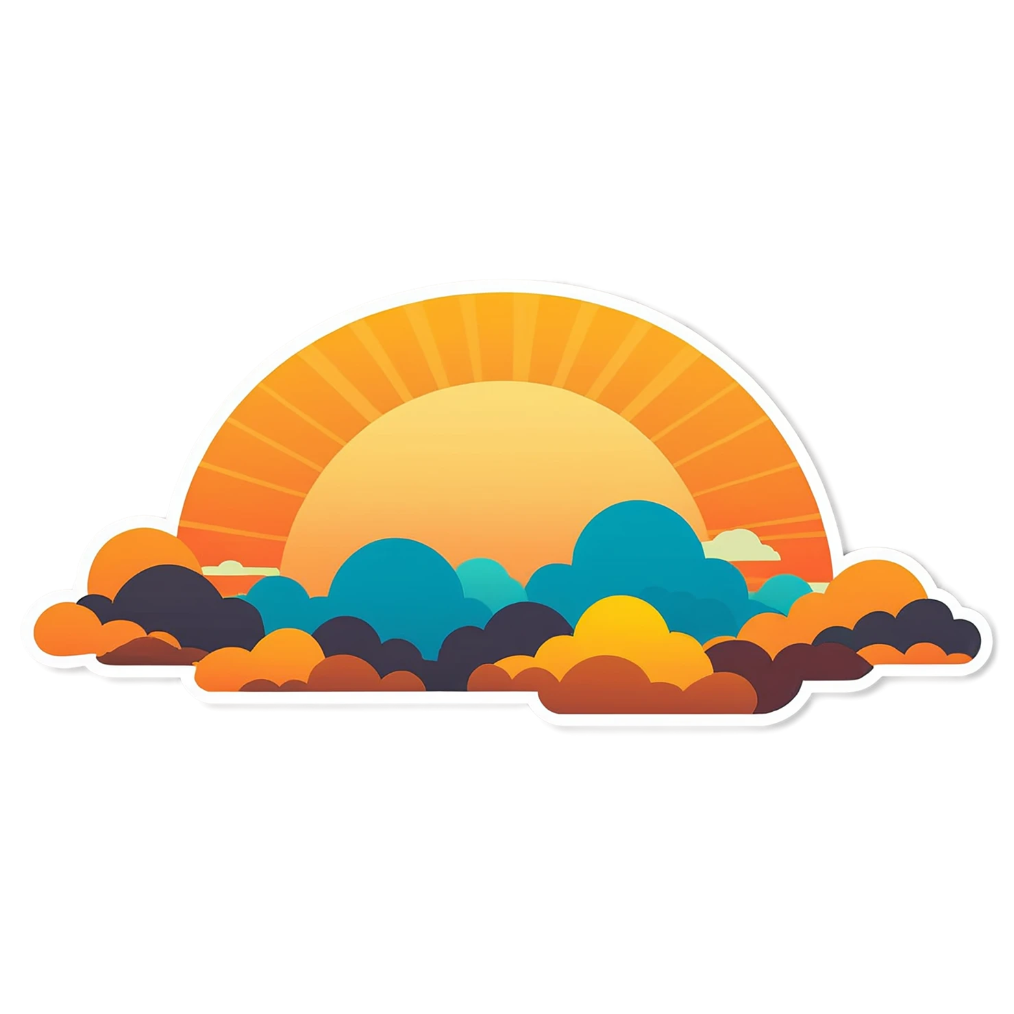 Sunset cute sticker isolated on transparent background #22344