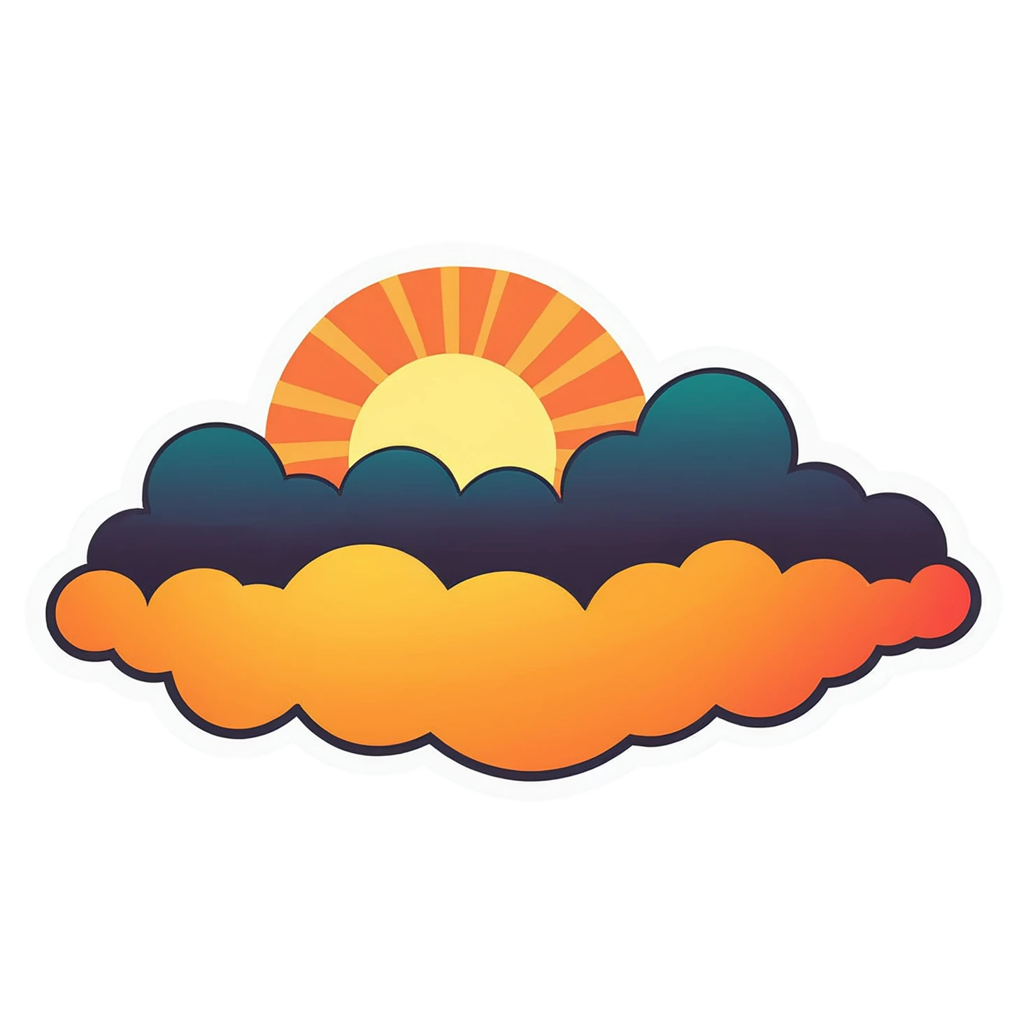 Sunset cute sticker isolated on transparent background #22349