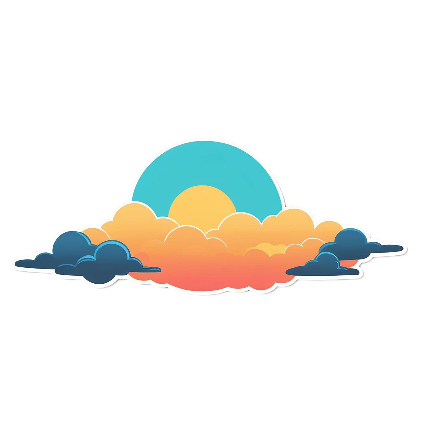 Sunset cute sticker isolated on transparent background #22352