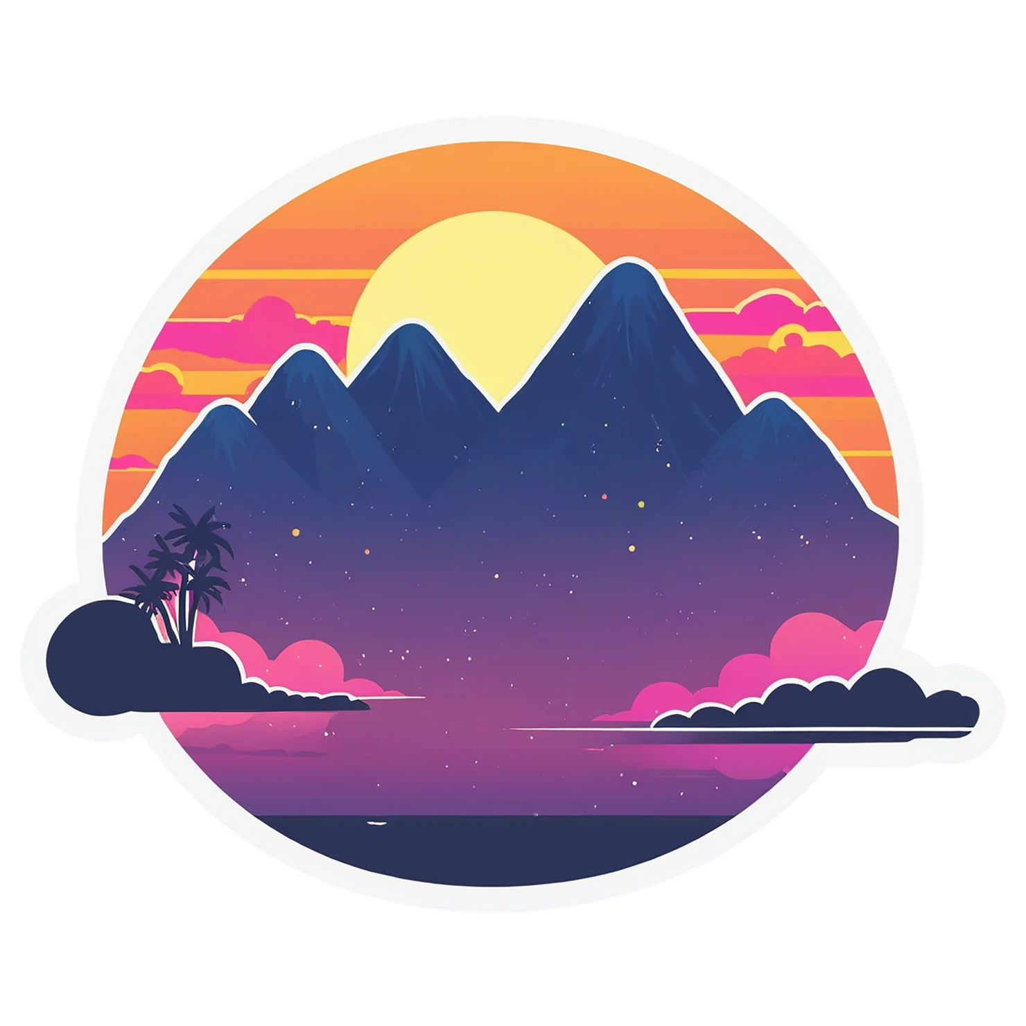 Sunset cute sticker isolated on transparent background #22353