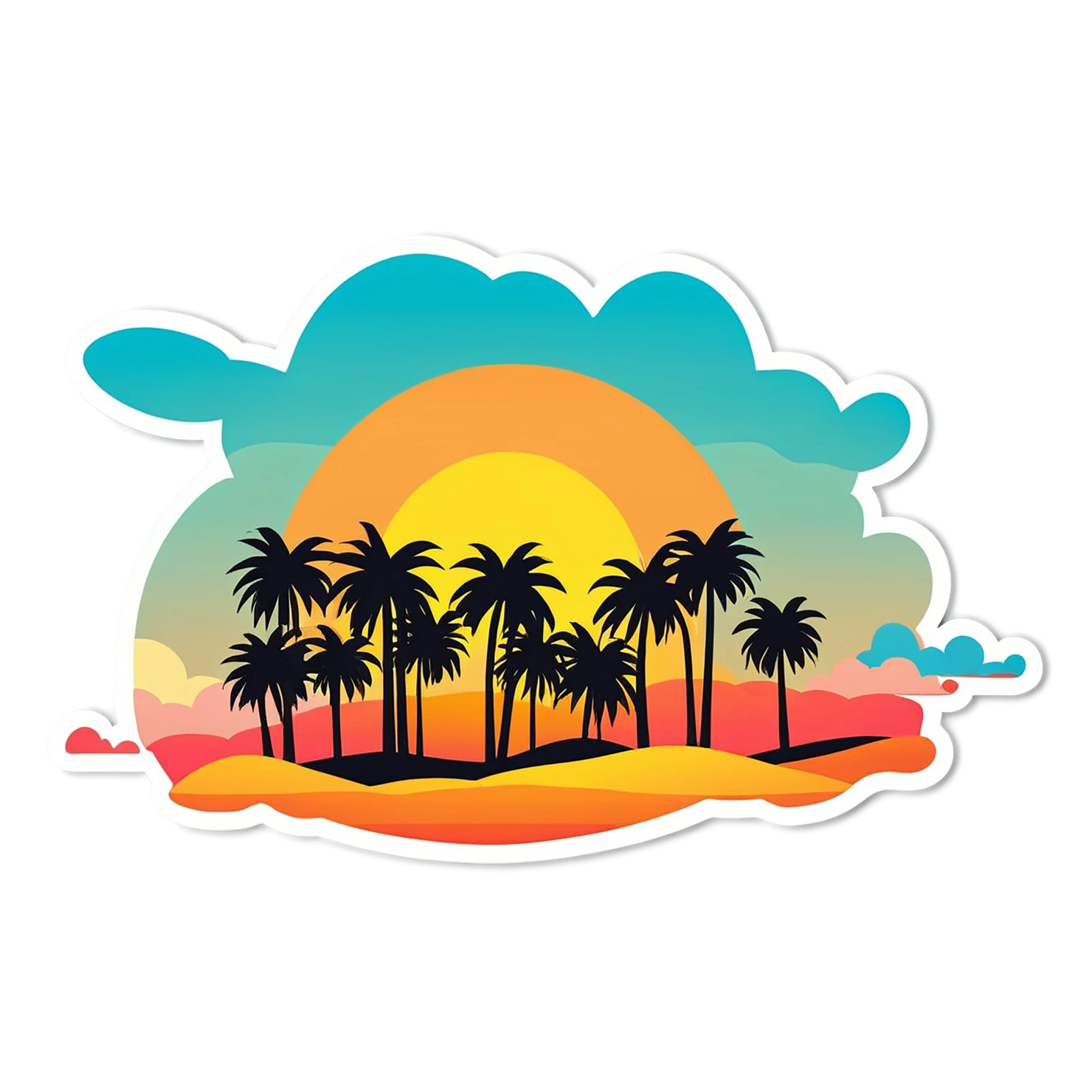 Sunset cute sticker isolated on transparent background #22356
