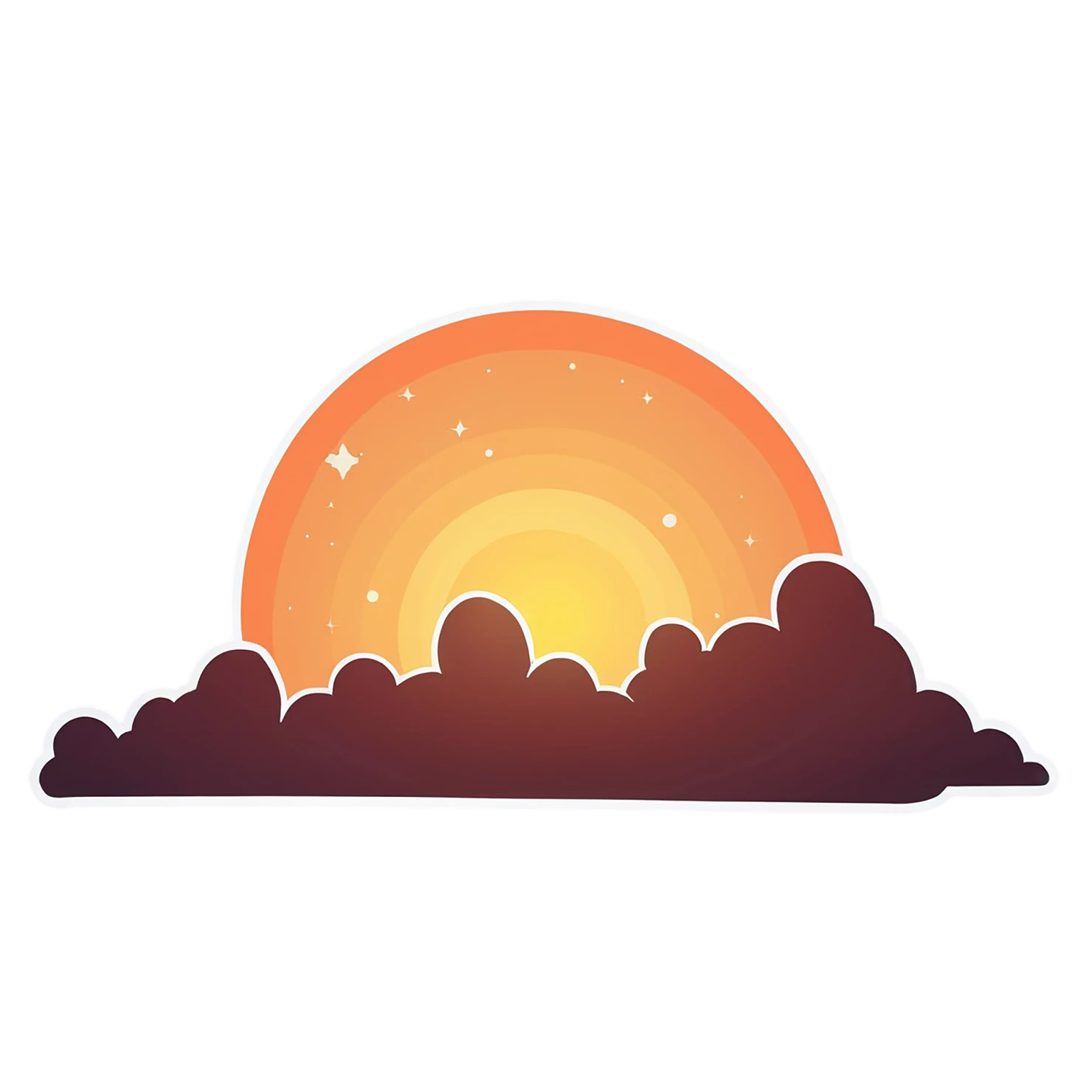 Sunset cute sticker isolated on transparent background #22360