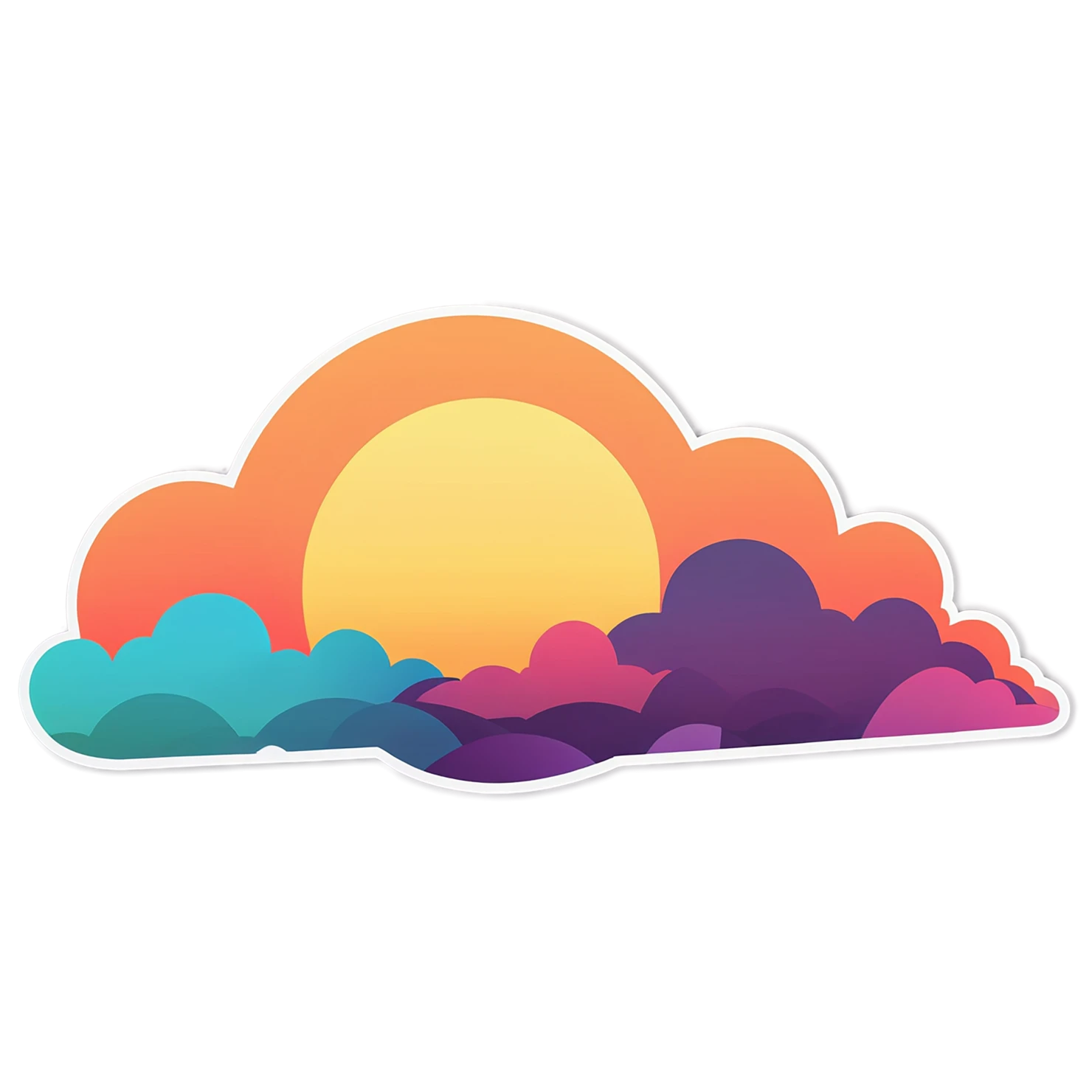 Sunset cute sticker isolated on transparent background #22363