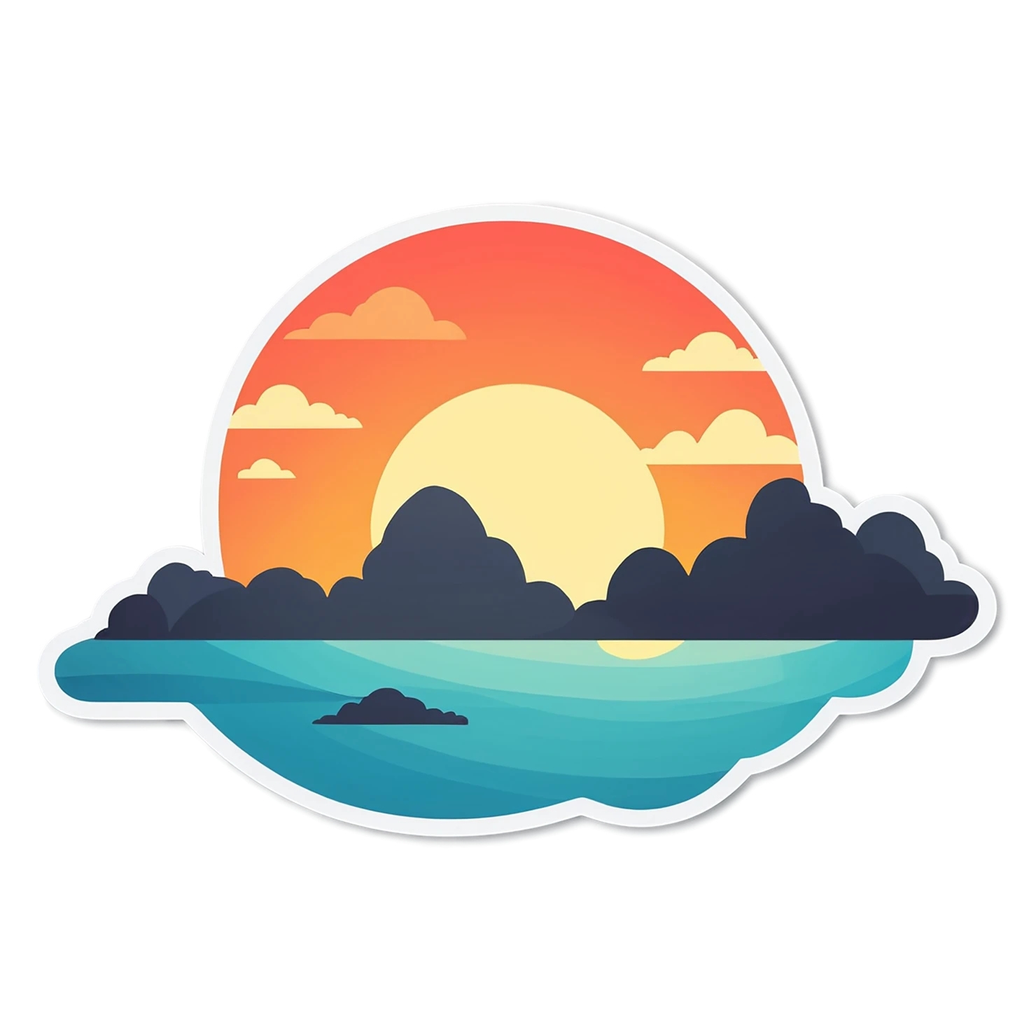 Sunset cute sticker isolated on transparent background #22364