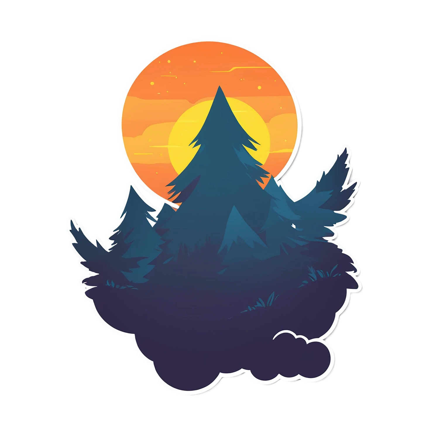 Sunset cute sticker isolated on transparent background #22371