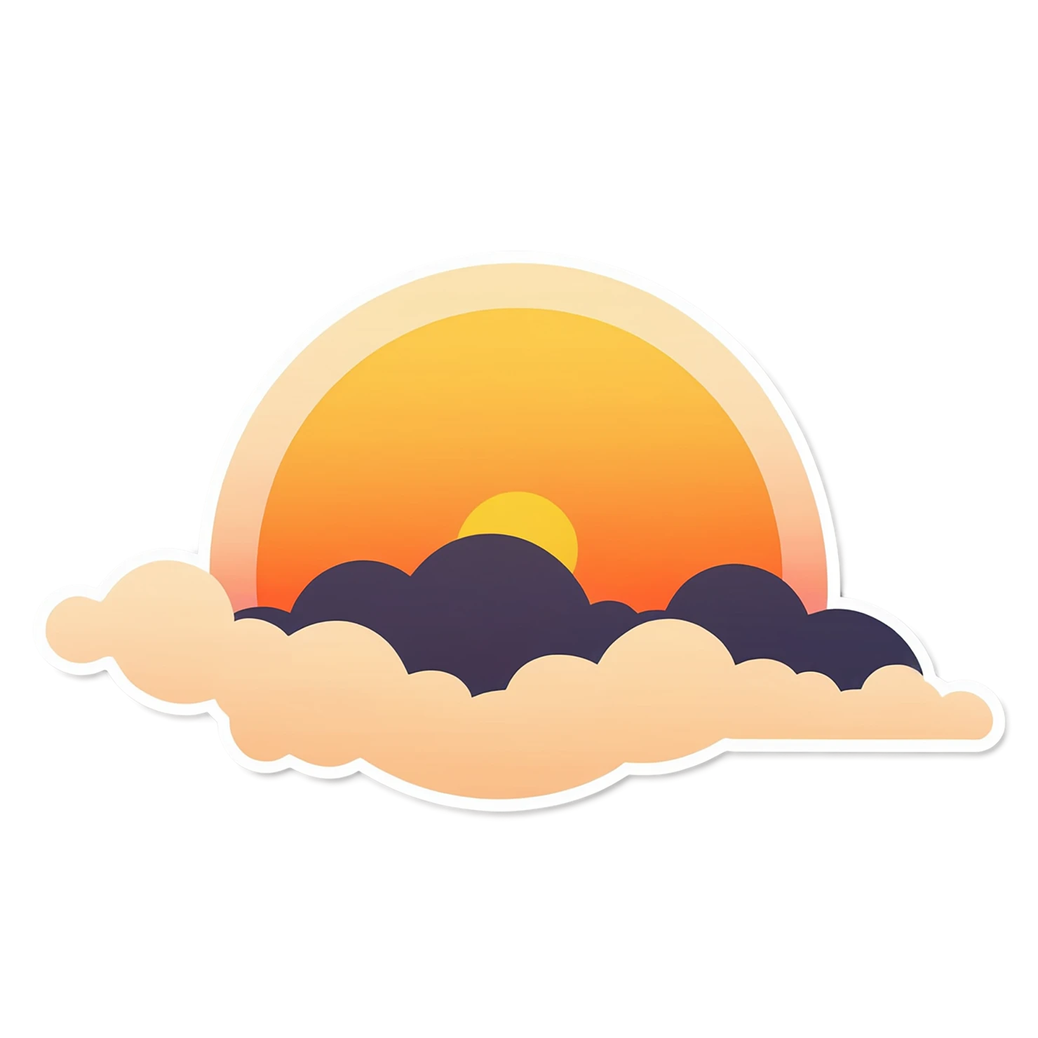 Sunset cute sticker isolated on transparent background #22372