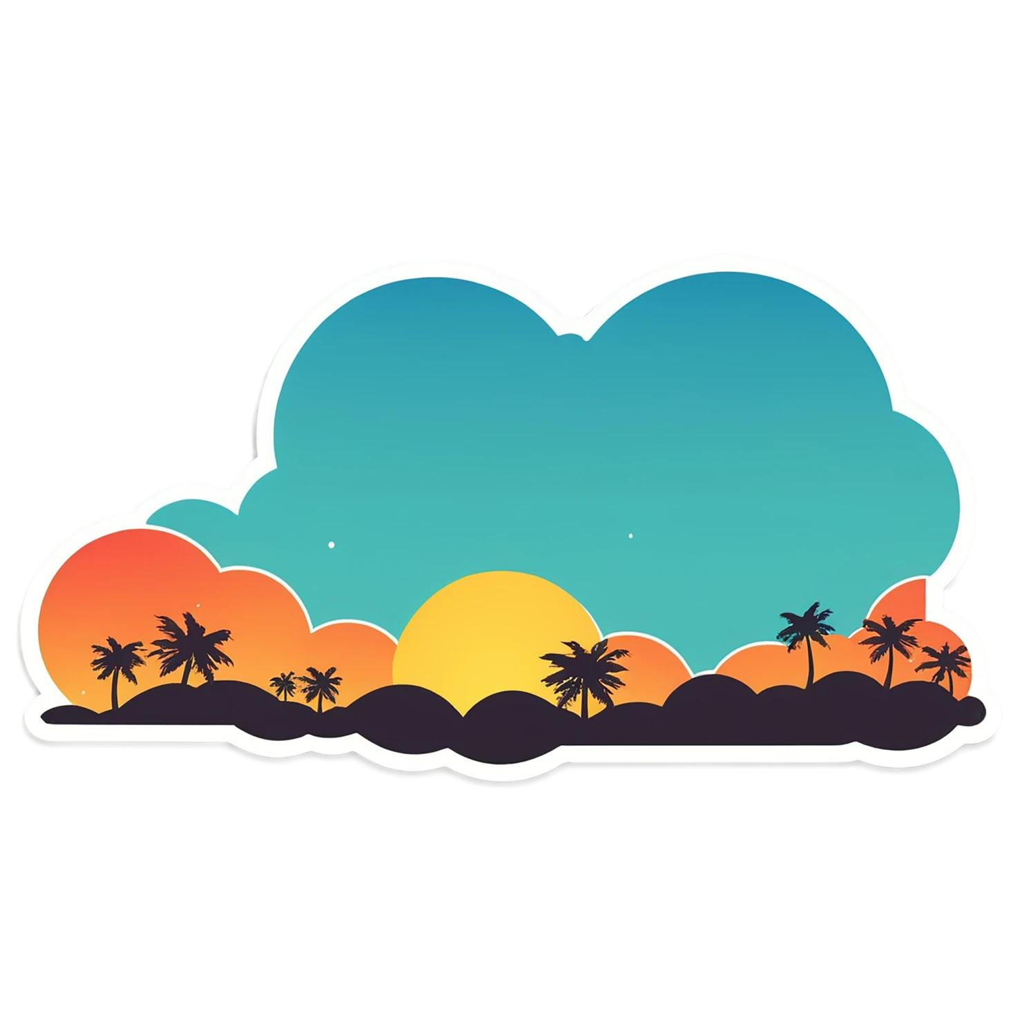 Sunset cute sticker isolated on transparent background #22374