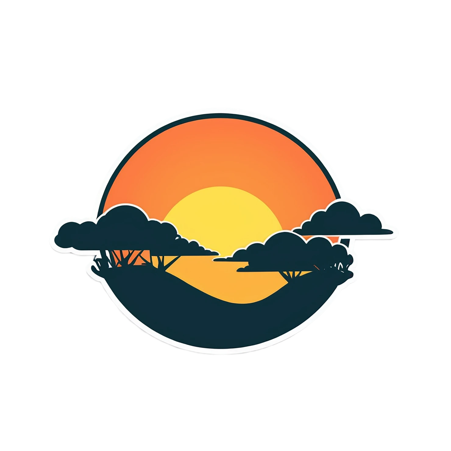 Sunset cute sticker isolated on transparent background #22375
