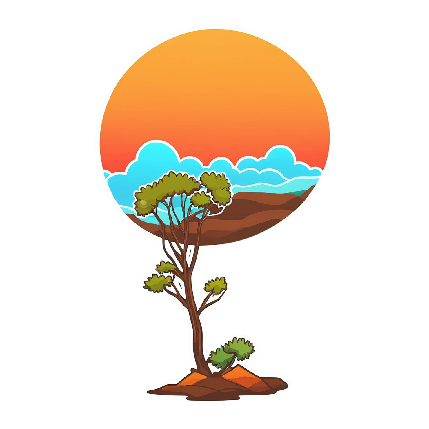 Sunset cute sticker isolated on transparent background #22378