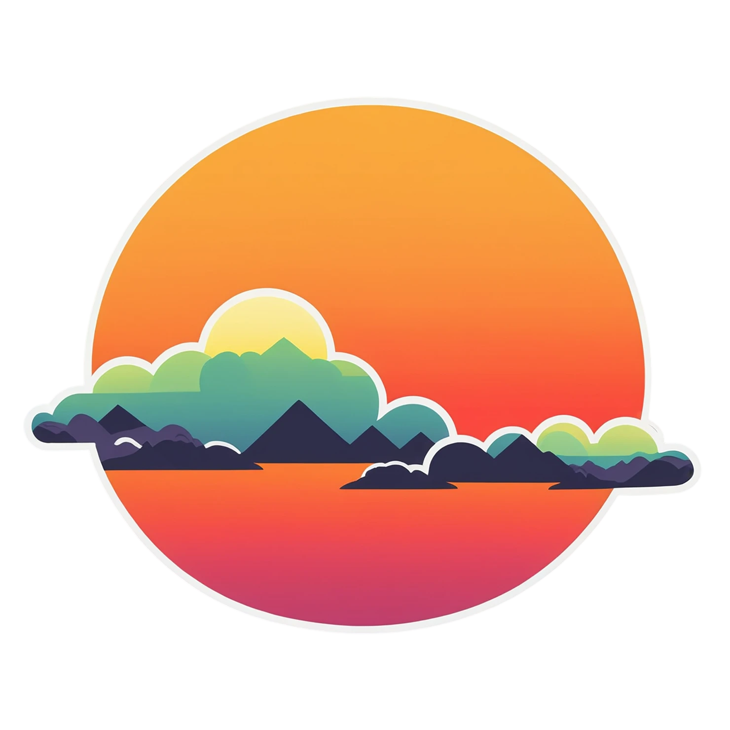 Sunset cute sticker isolated on transparent background #22379