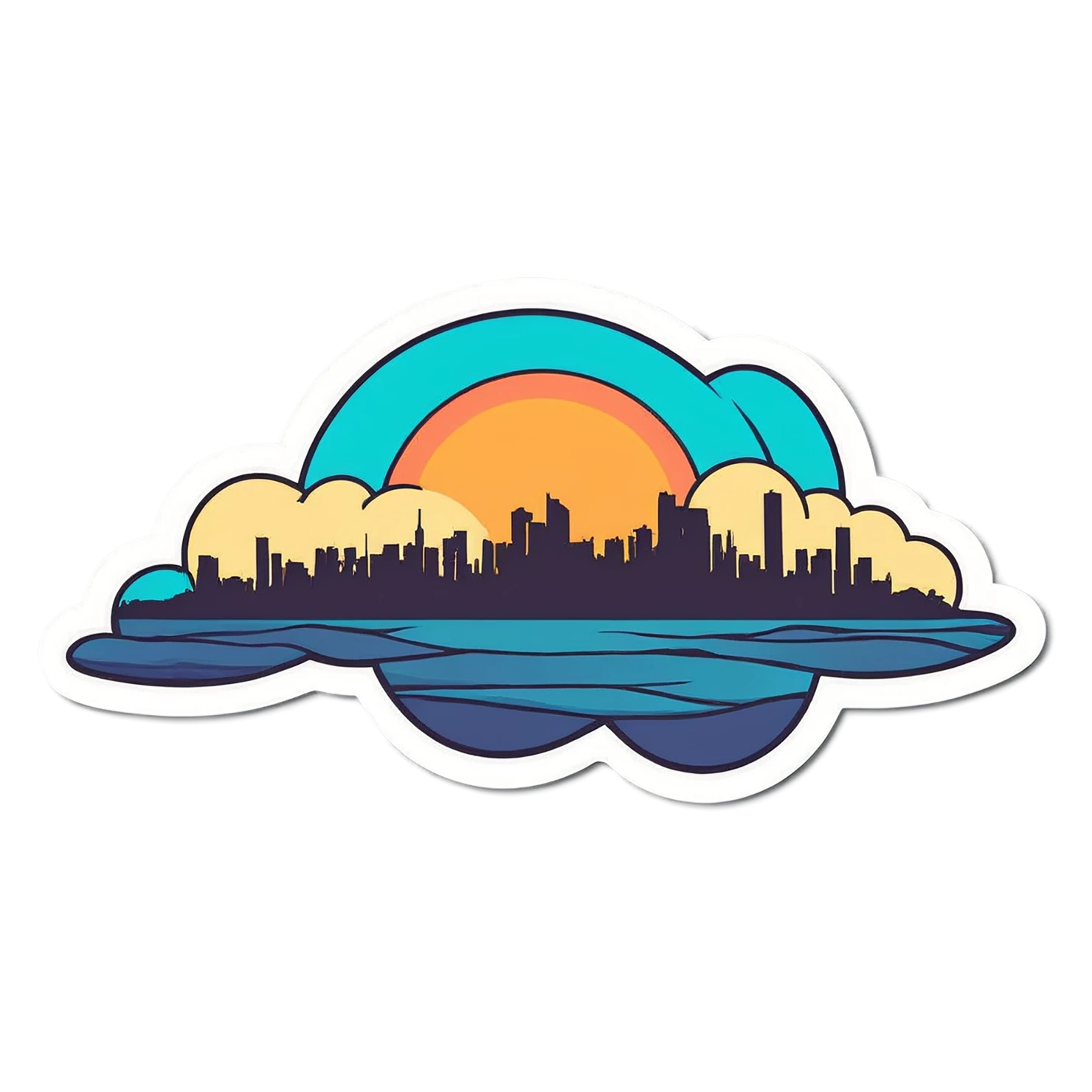 Sunset cute sticker isolated on transparent background #22390
