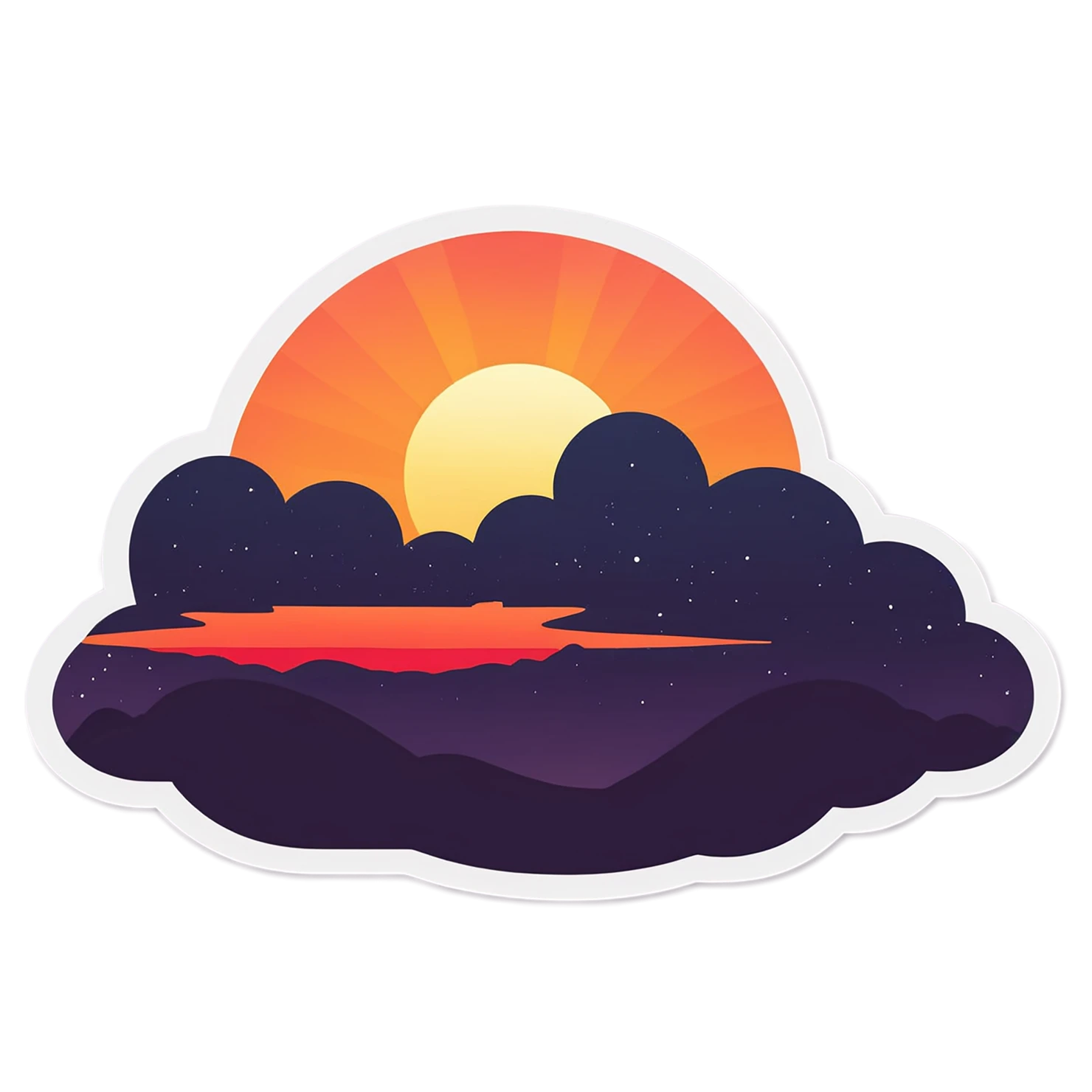 Sunset cute sticker isolated on transparent background #22391