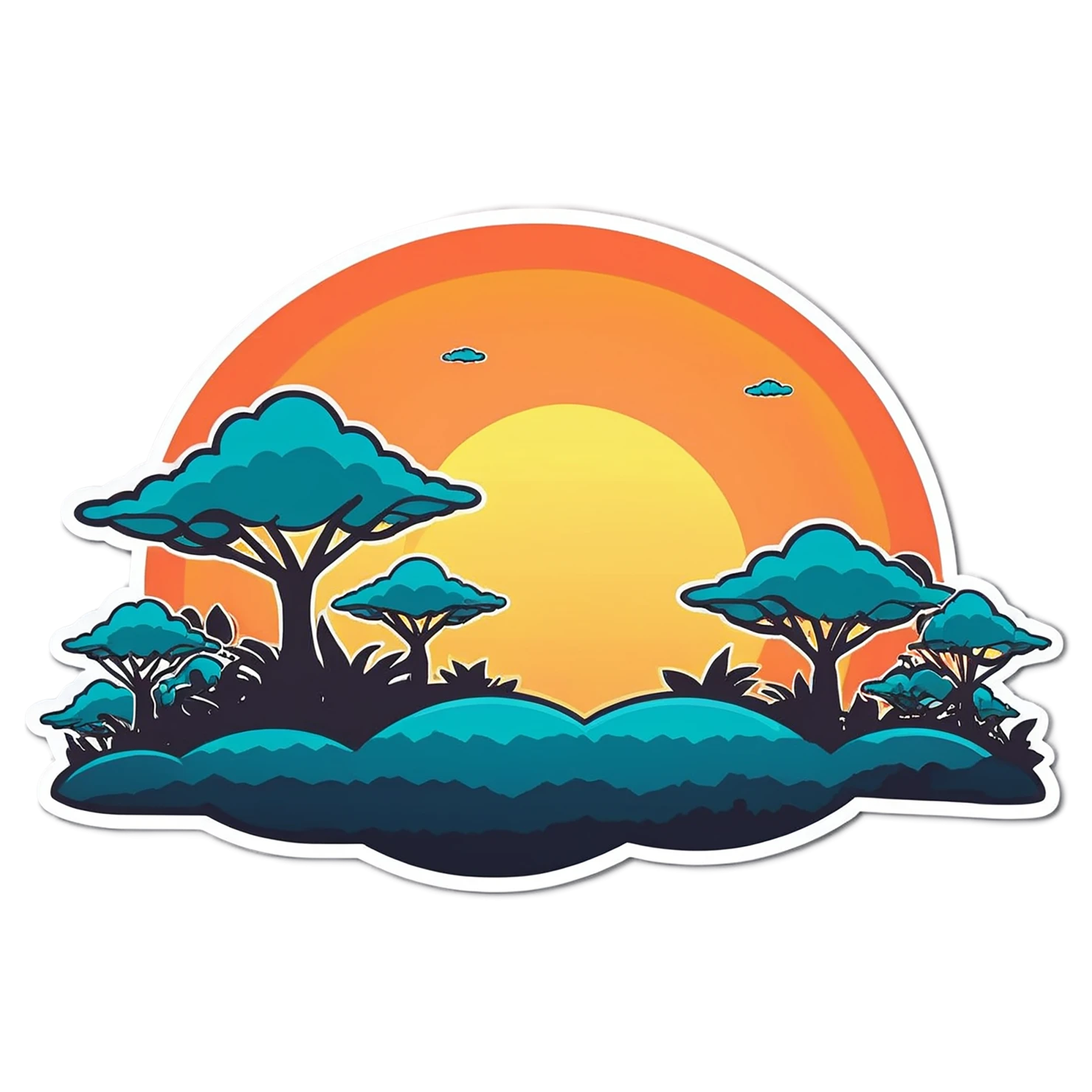 Sunset cute sticker isolated on transparent background #22393