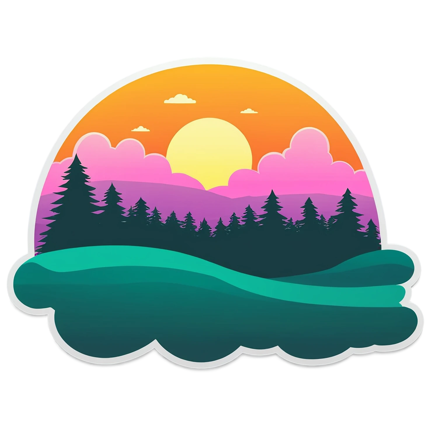 Sunset cute sticker isolated on transparent background #22396