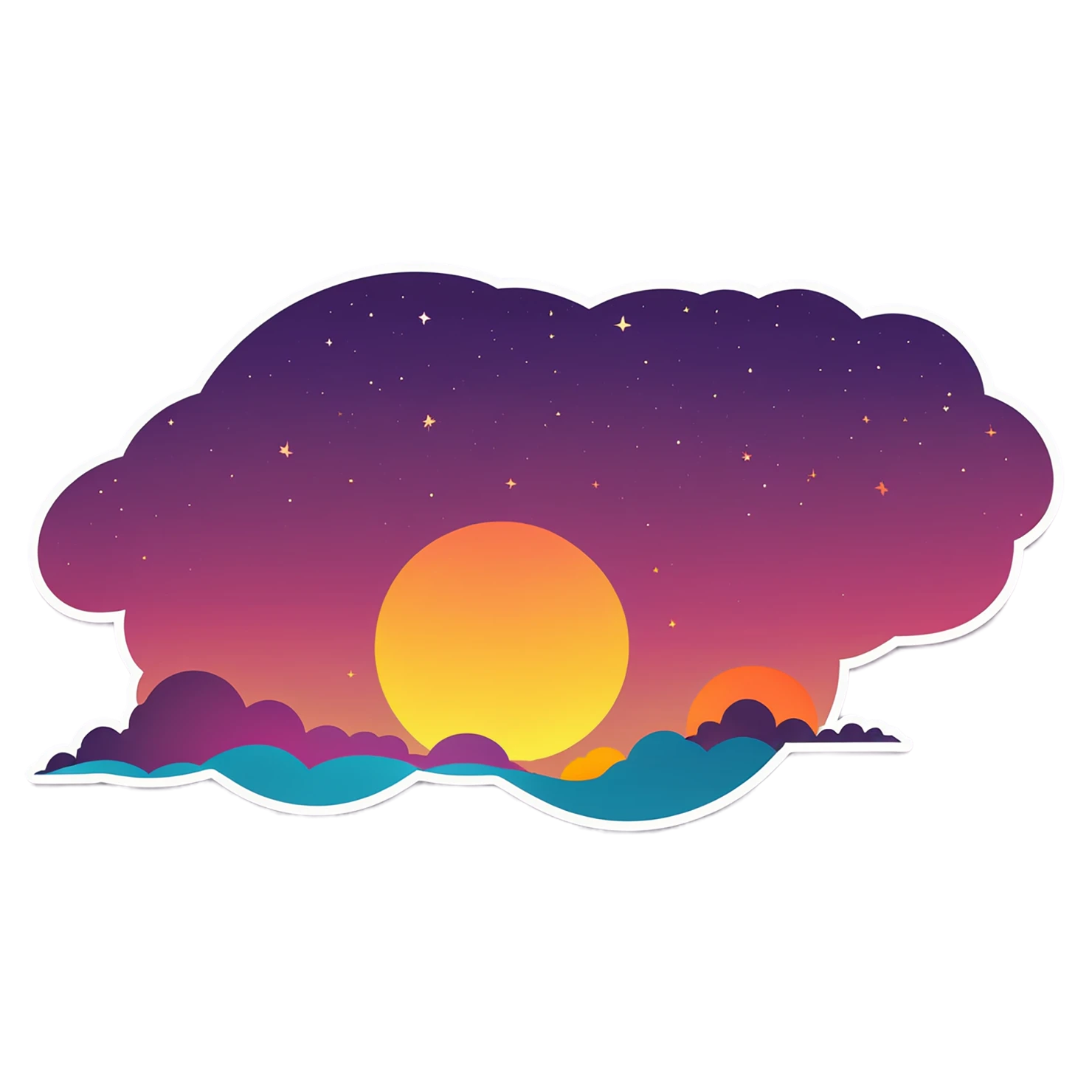 Sunset cute sticker isolated on transparent background #22400