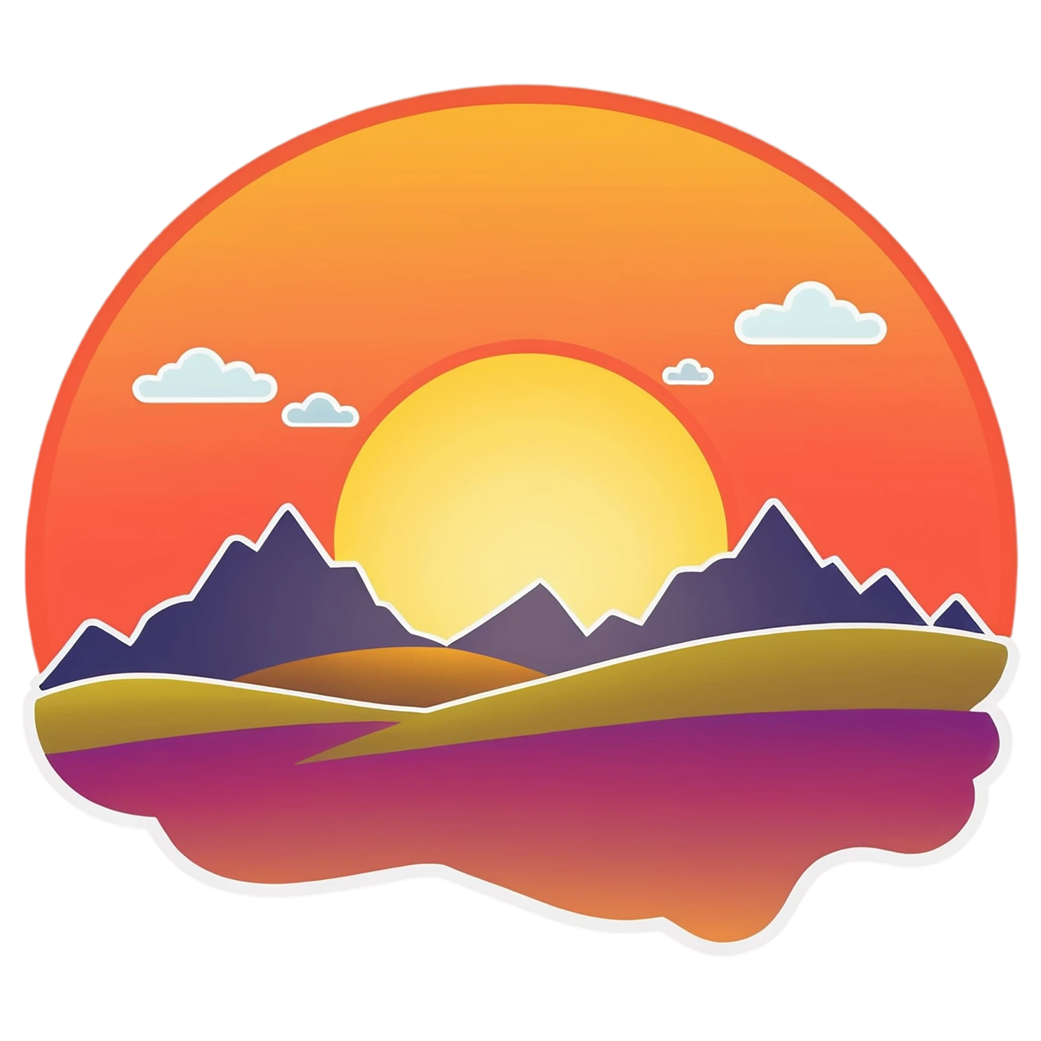 Sunset cute sticker isolated on transparent background #22401