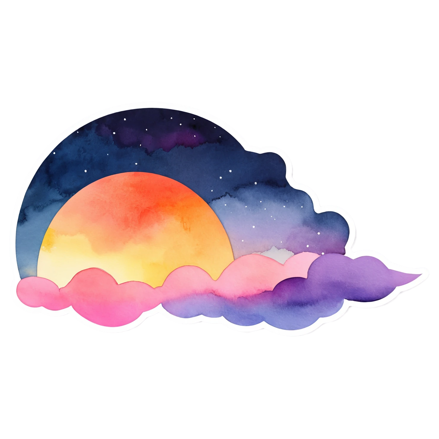 Sunset watercolor sticker isolated on transparent background #22406